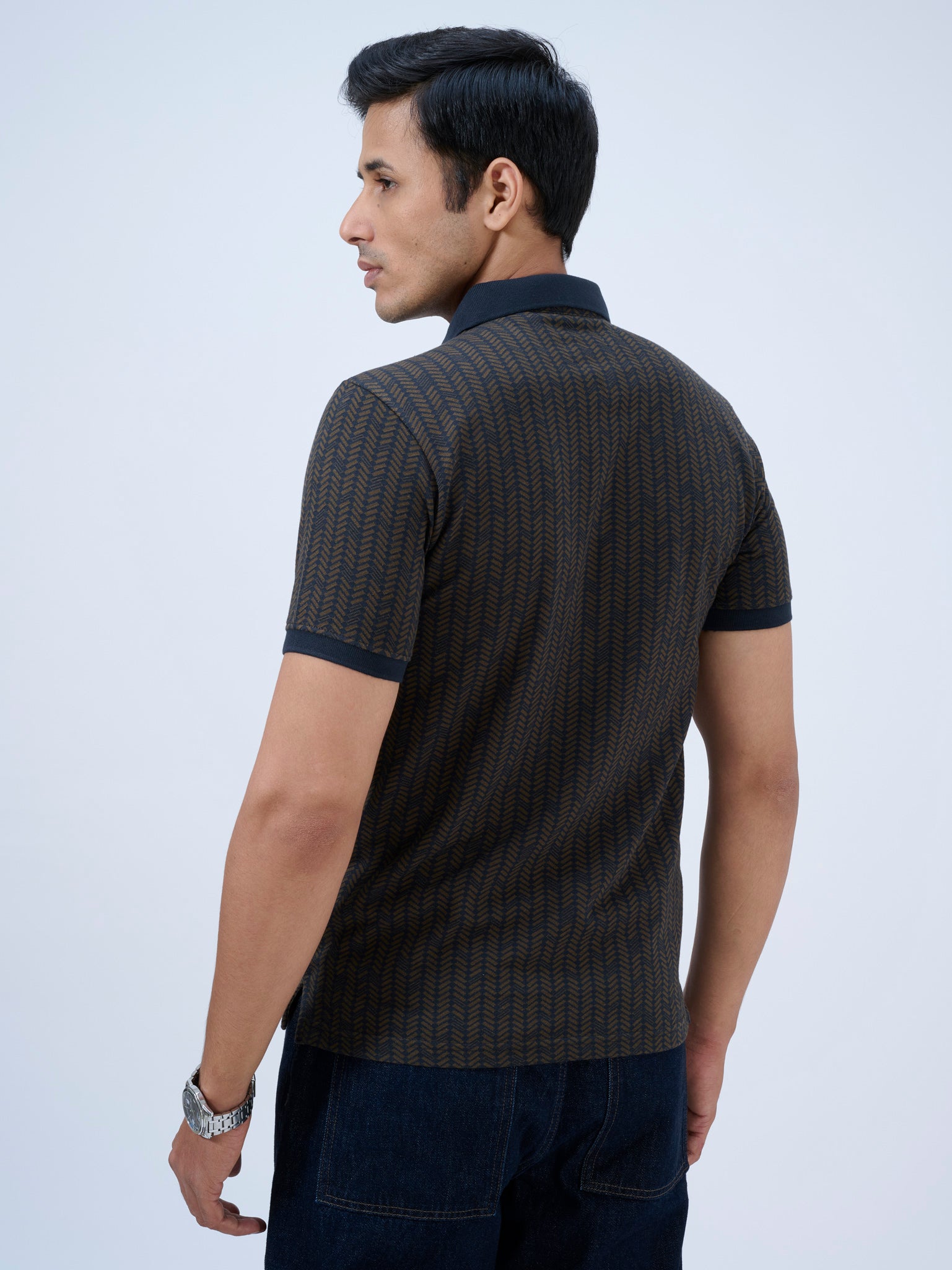 Mystic Navy Jacquard Polo T-Shirt