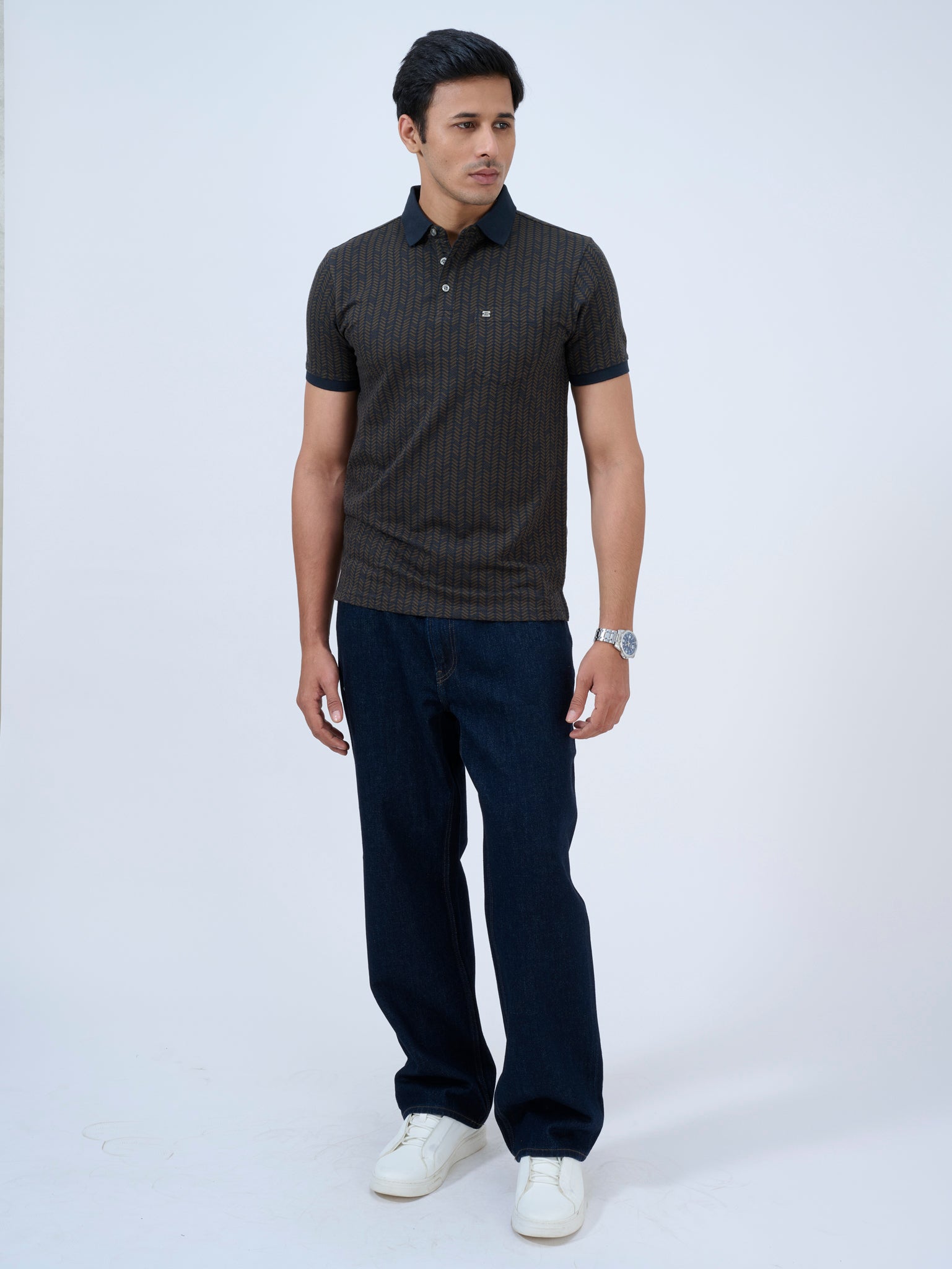 Mystic Navy Jacquard Polo T-Shirt