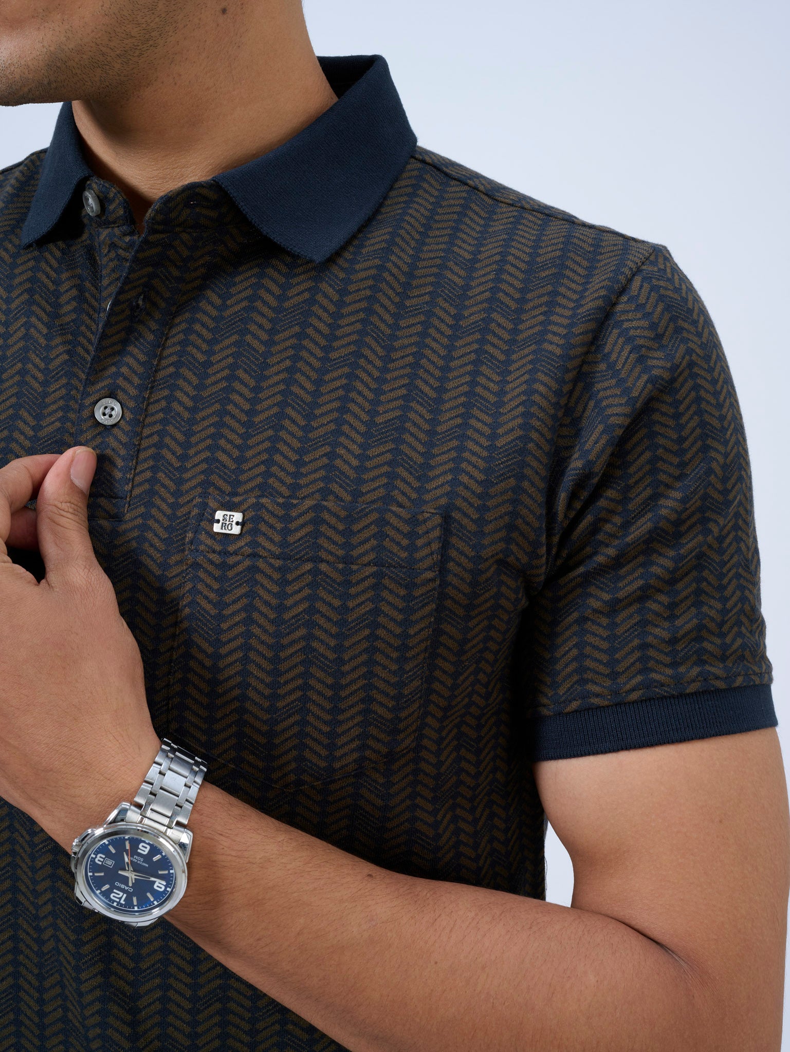Mystic Navy Jacquard Polo T-Shirt