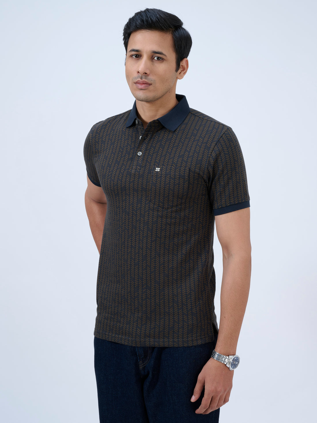 Mystic Navy Jacquard Polo T-Shirt