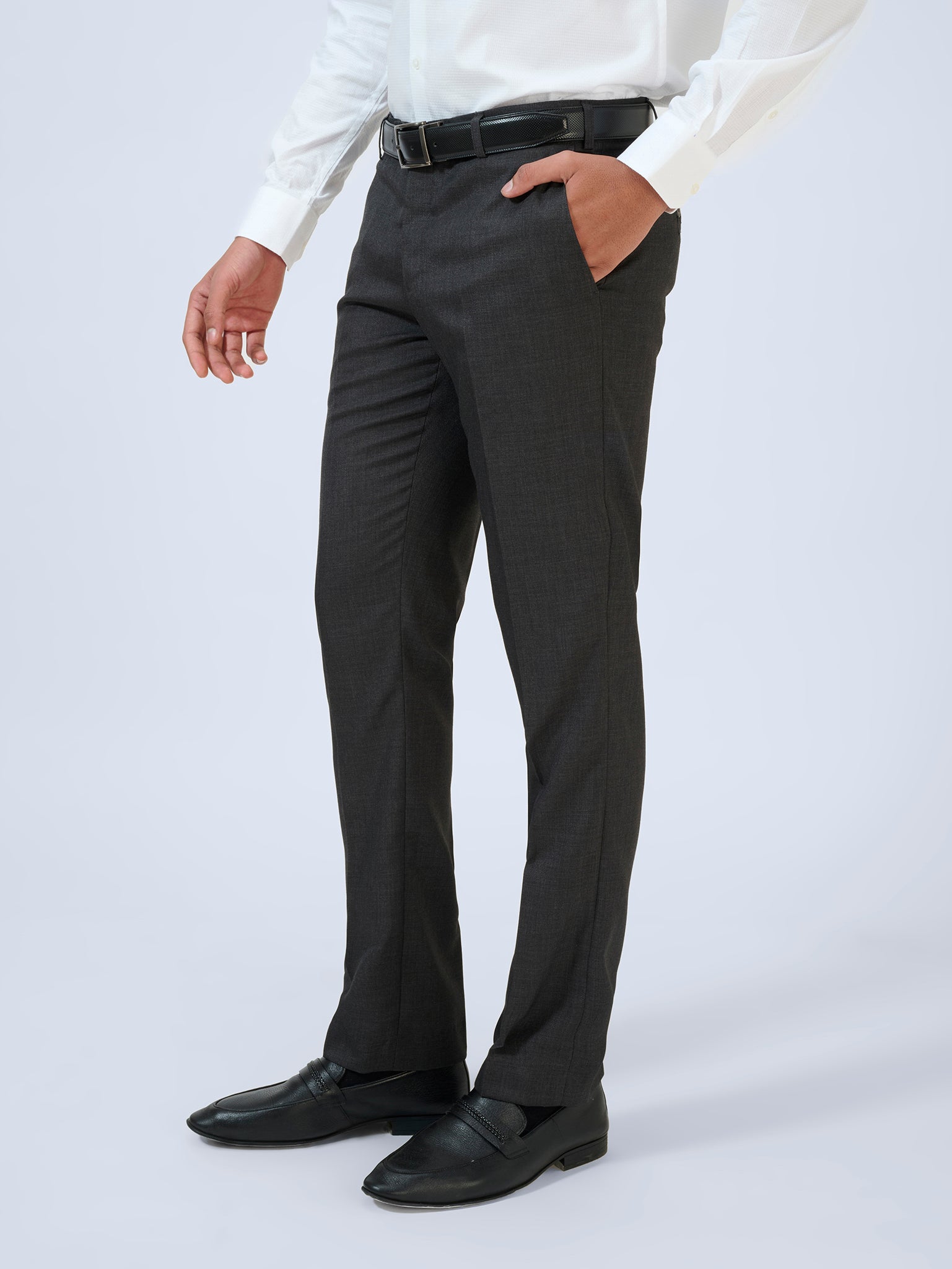 Charcoal Grey Dobby Trousers