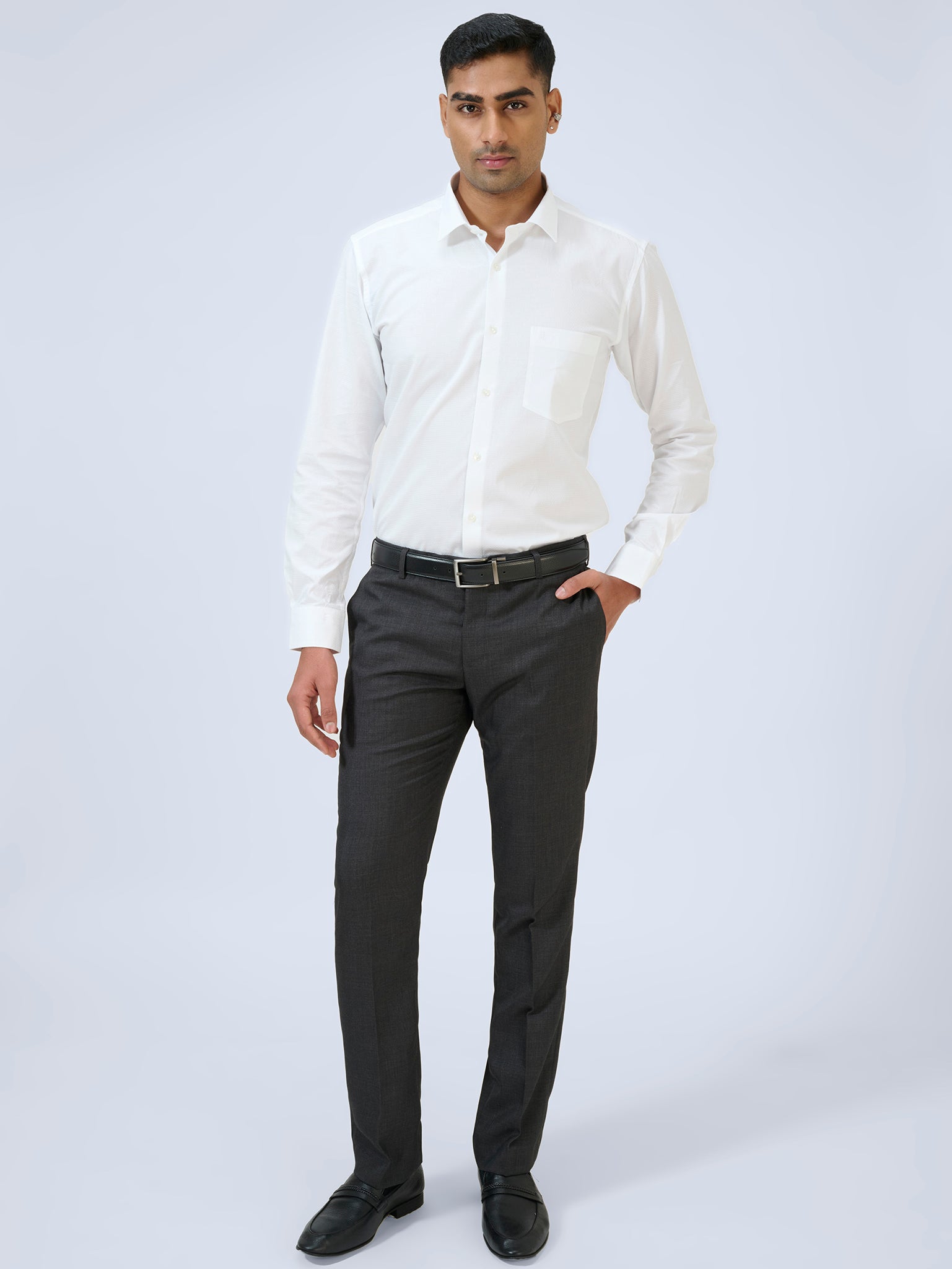 Charcoal Grey Dobby Trousers