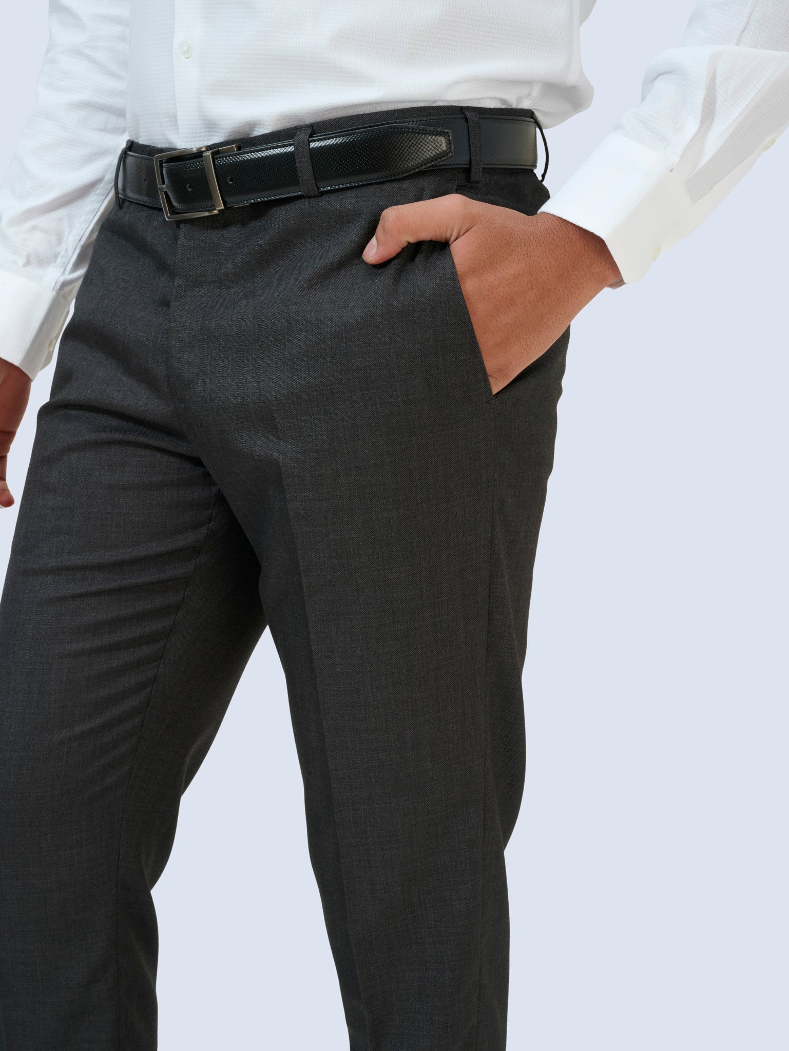 Charcoal Grey Dobby Trousers