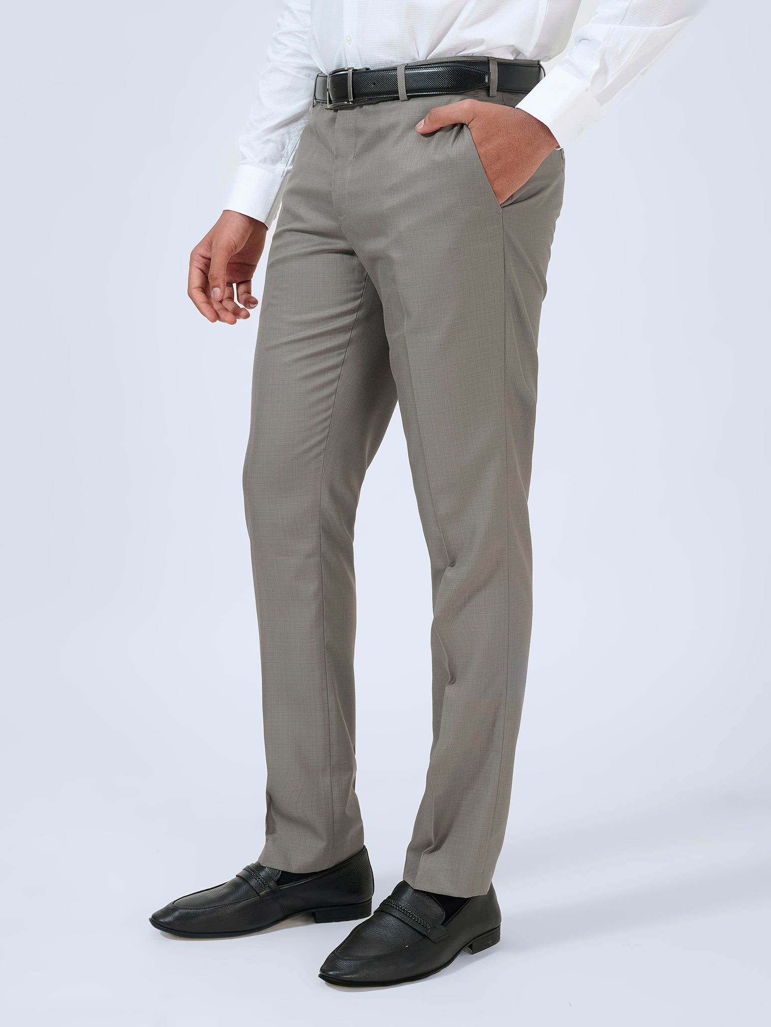 Taupe Grey Dobby Trousers