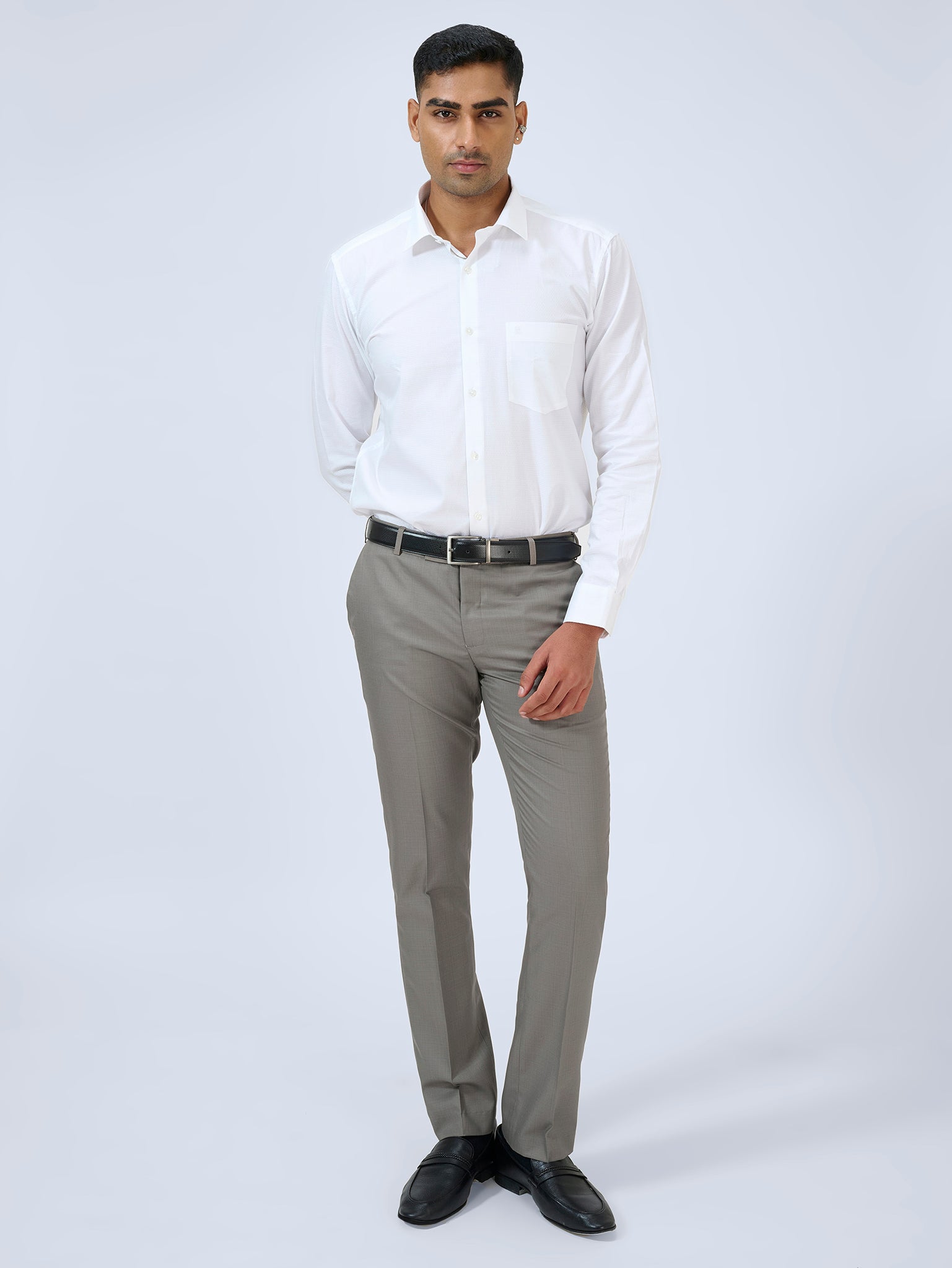 Taupe Grey Dobby Trousers