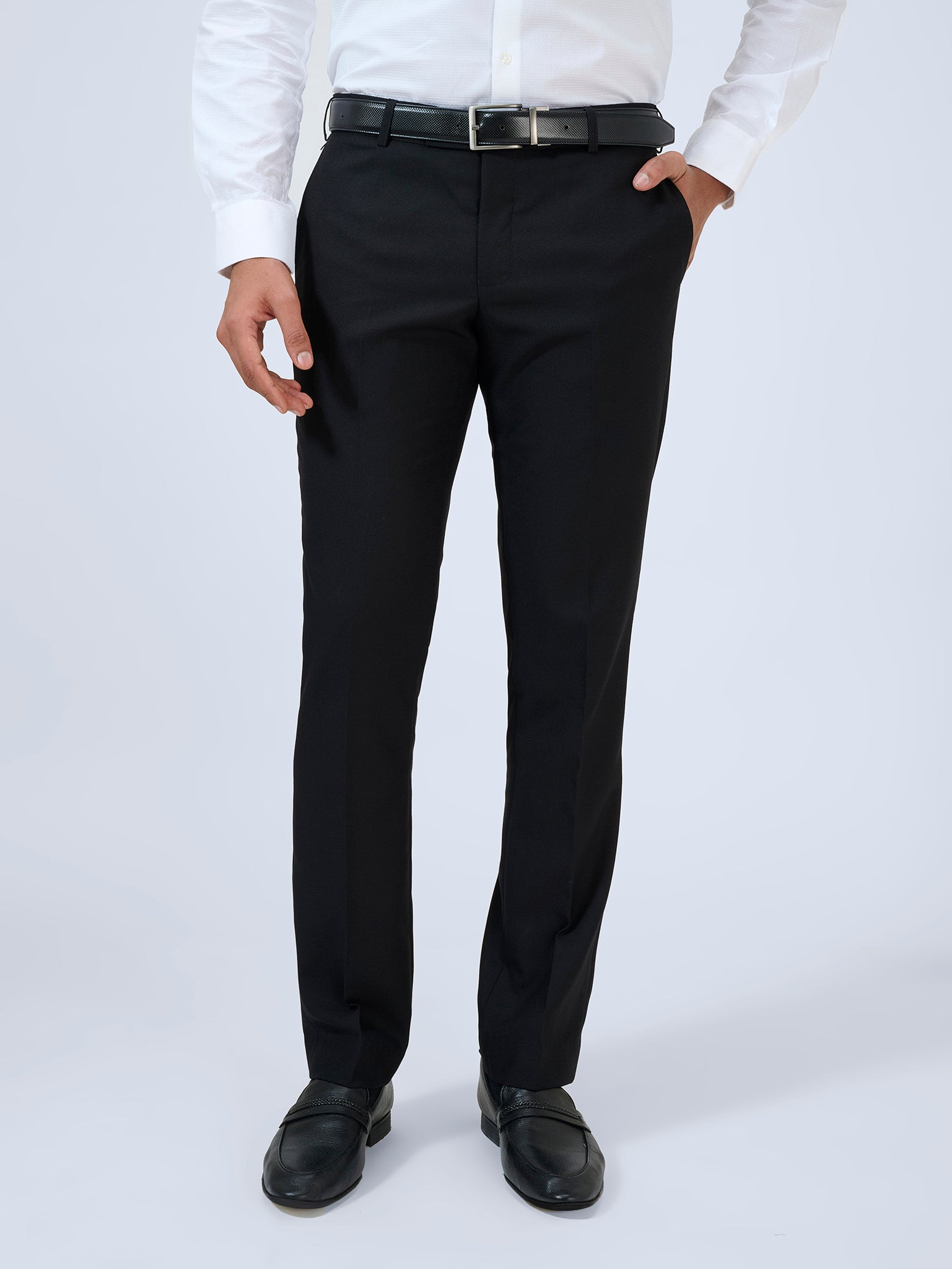 Rich Black Dobby Trousers