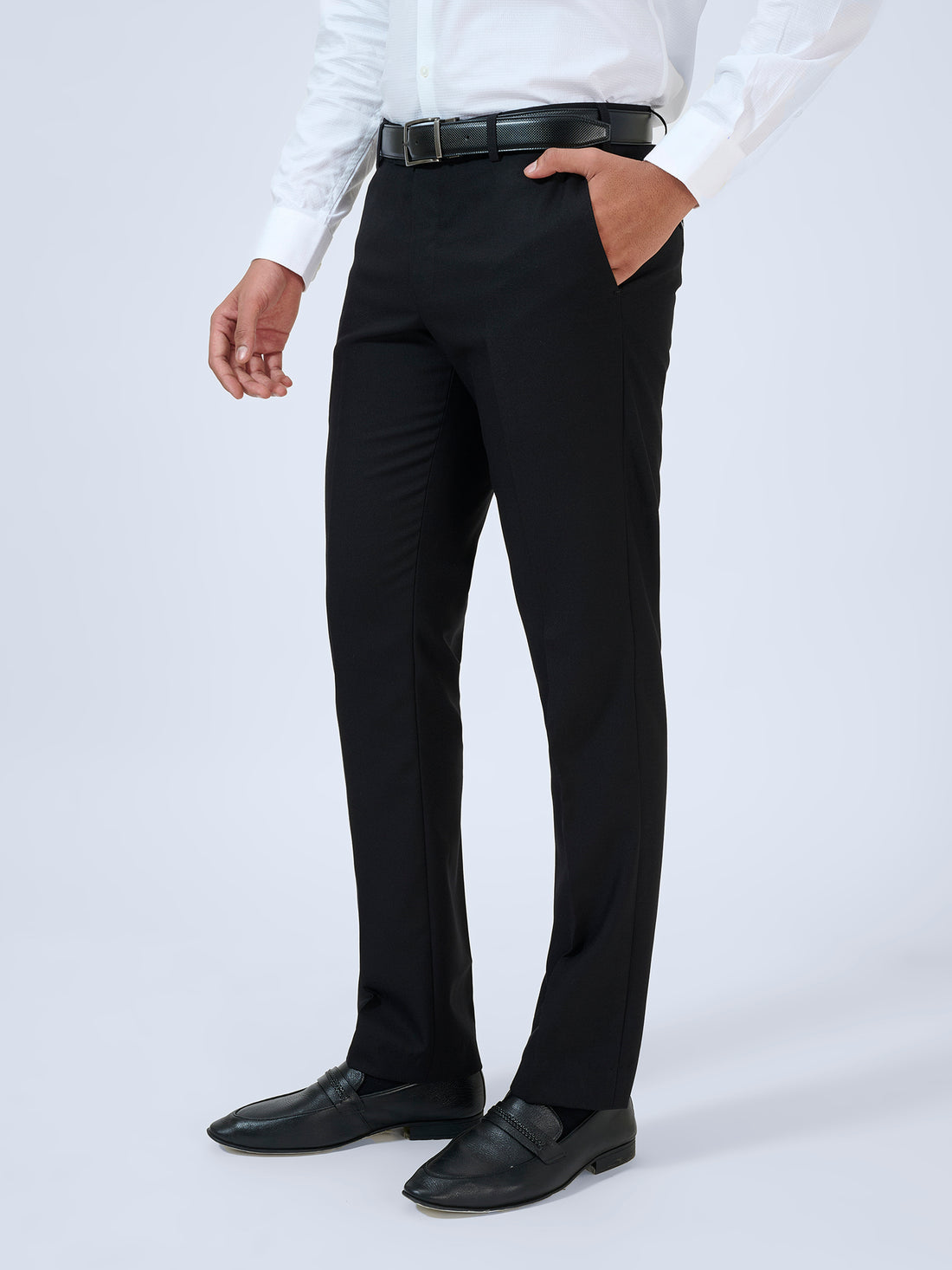 Rich Black Dobby Trousers