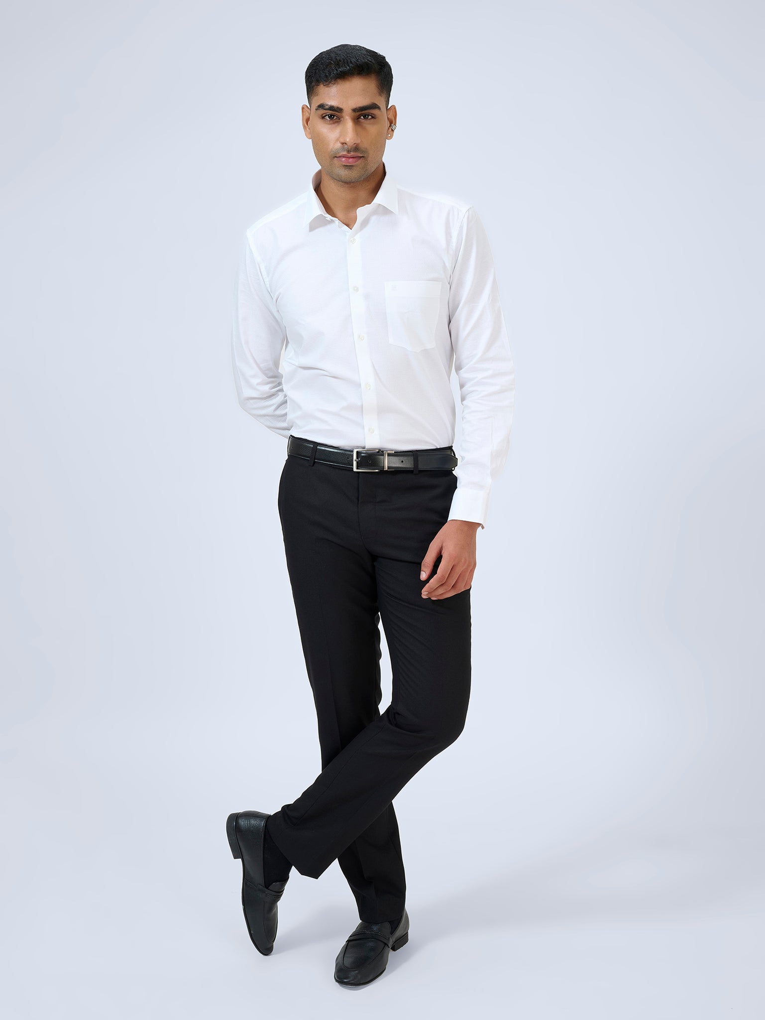 Rich Black Dobby Trousers
