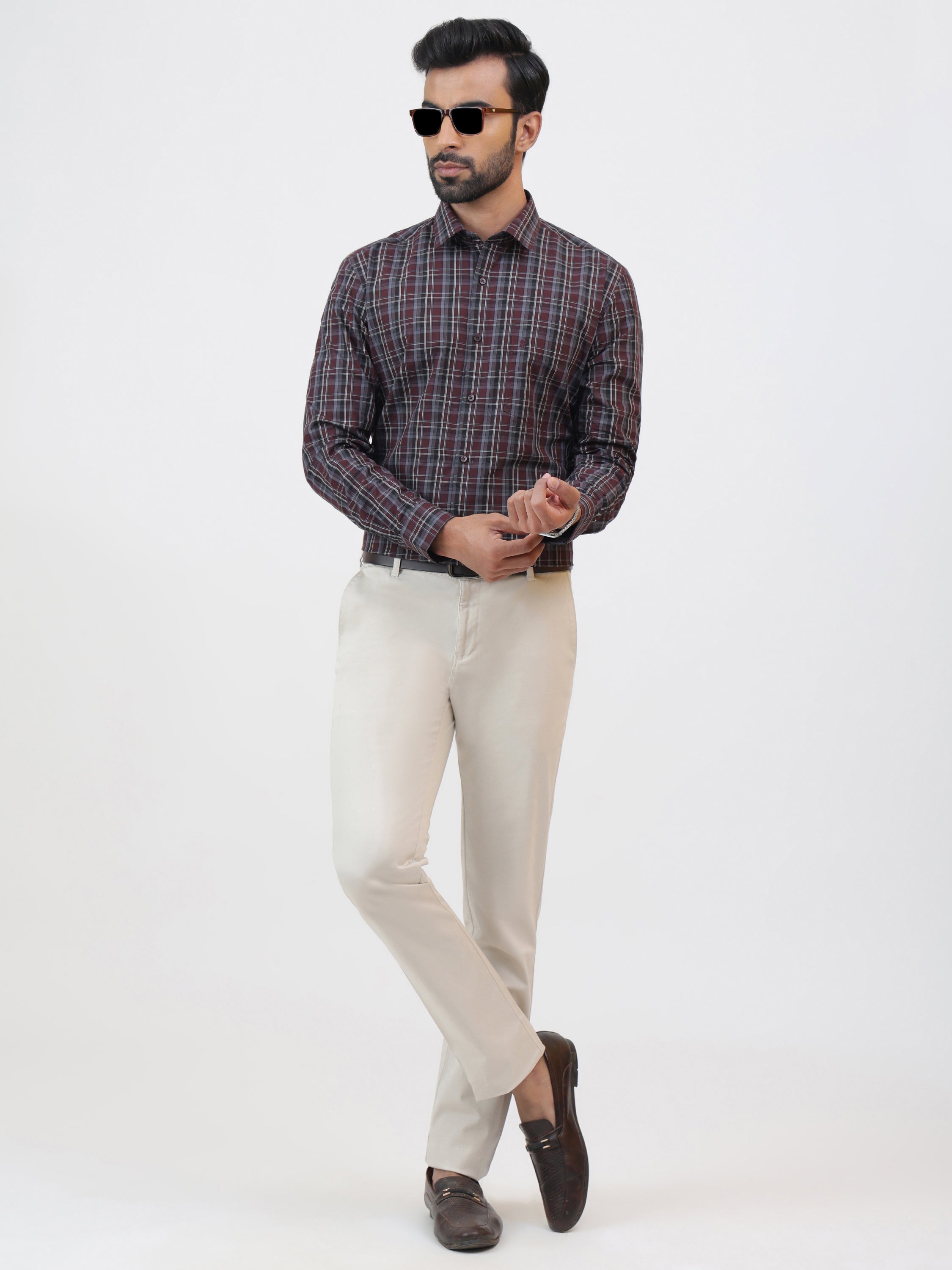 Earthy Mulberry Check Shirt
