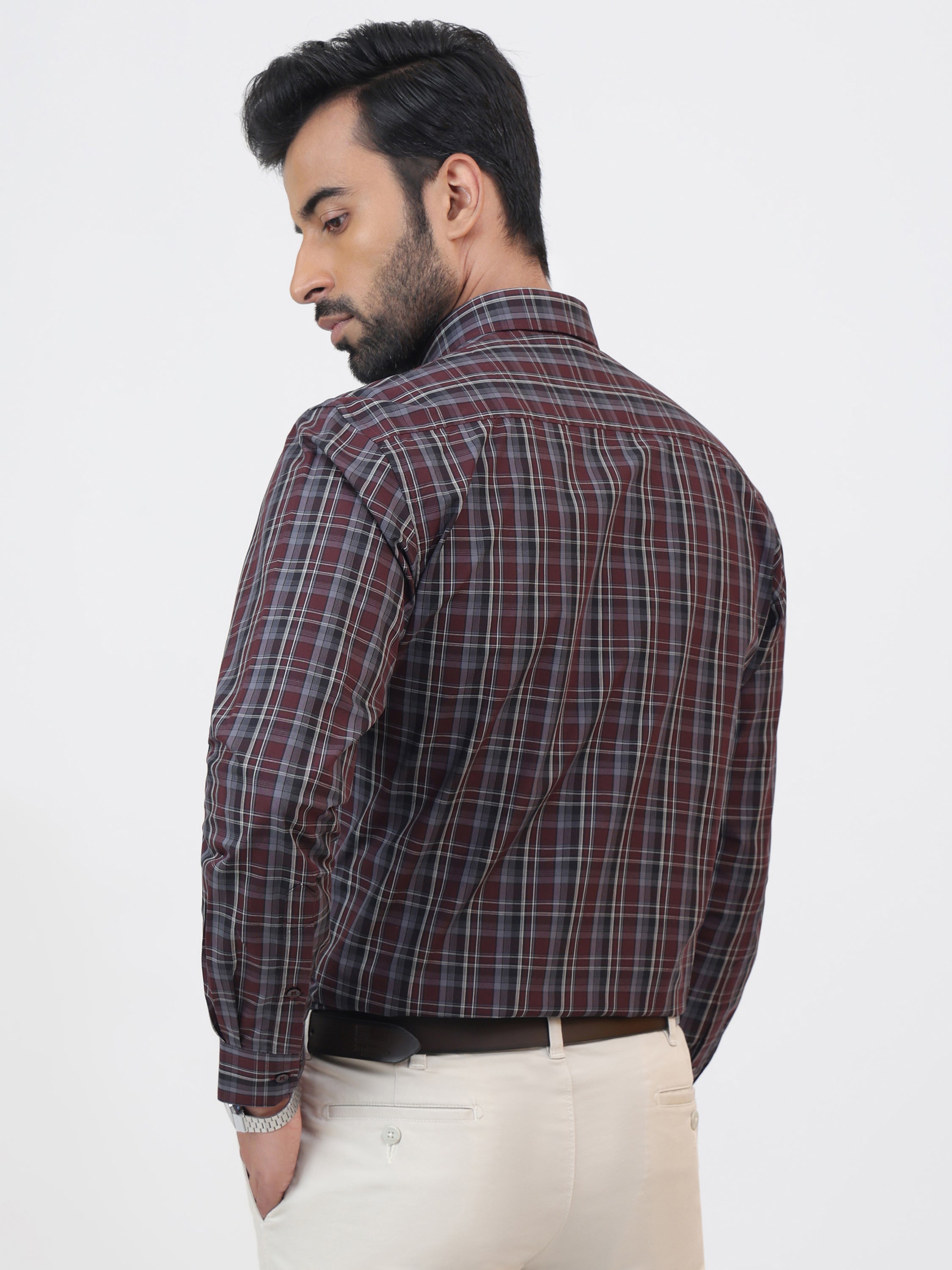 Earthy Mulberry Check Shirt