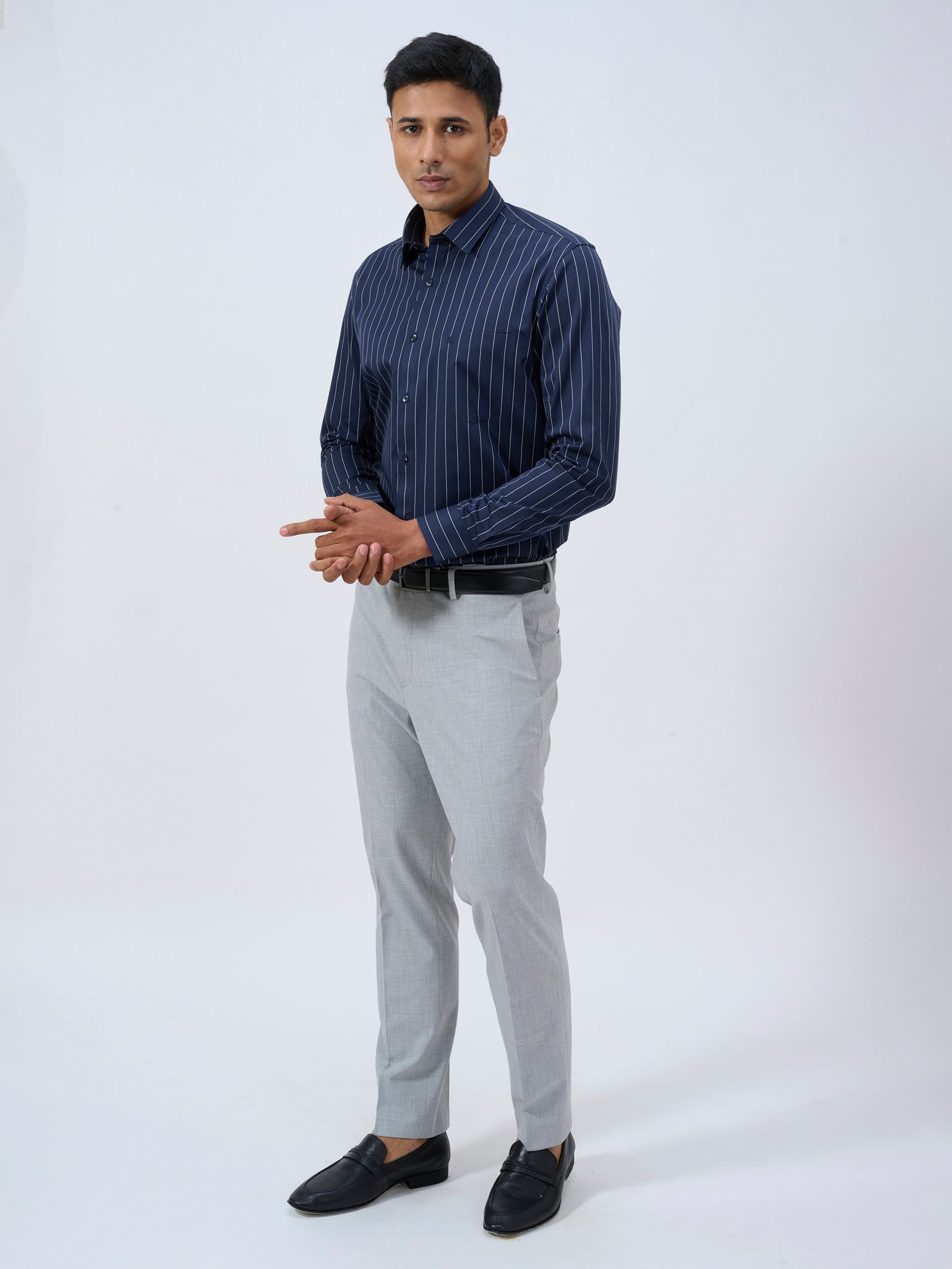 Midnight Navy Pinstripe Shirt