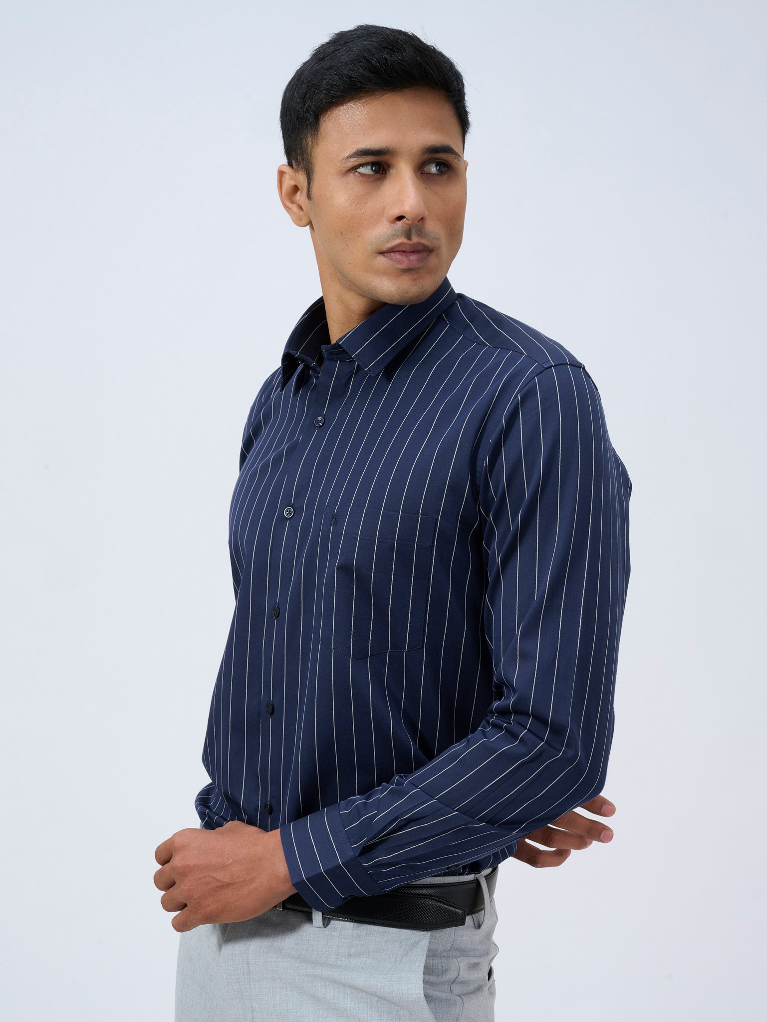 Midnight Navy Pinstripe Shirt