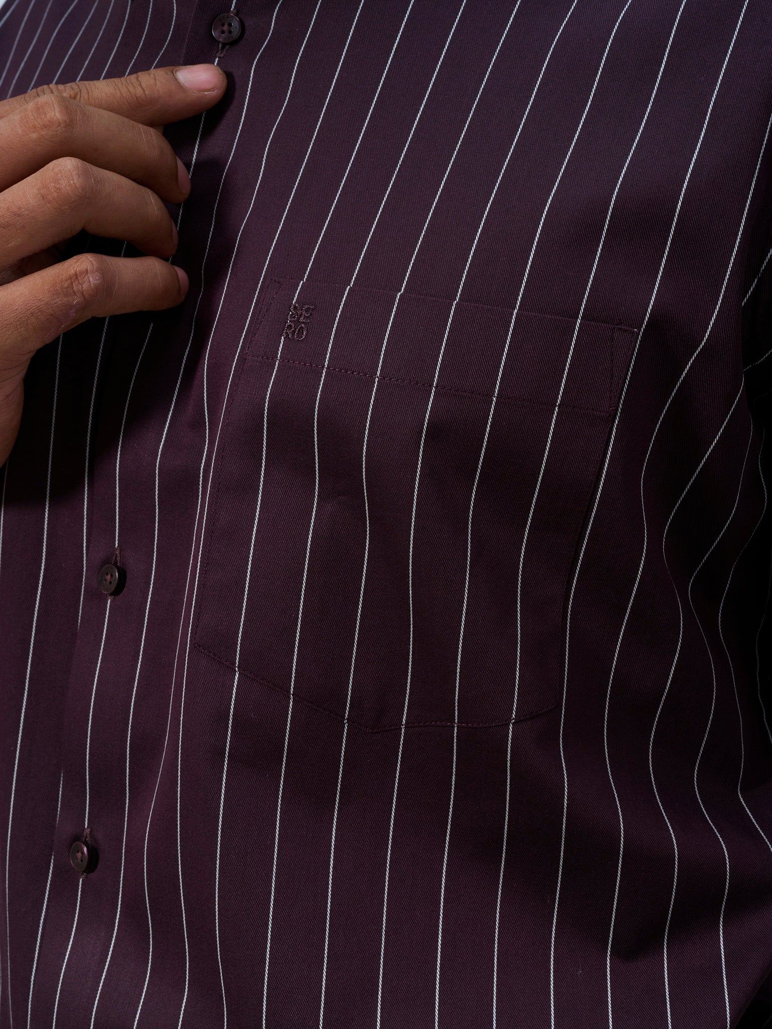 Deep Maroon Pinstripe Shirt