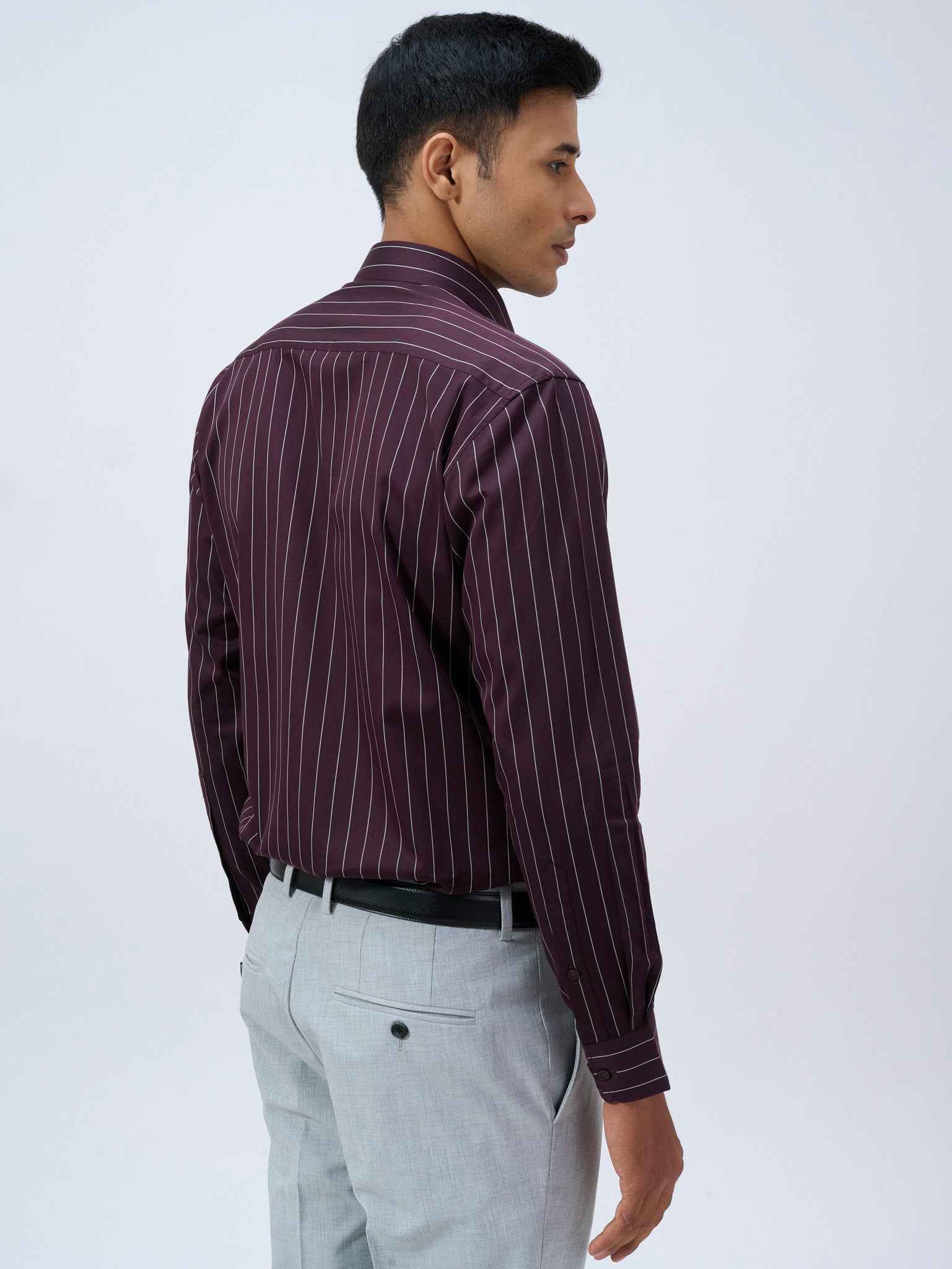 Deep Maroon Pinstripe Shirt
