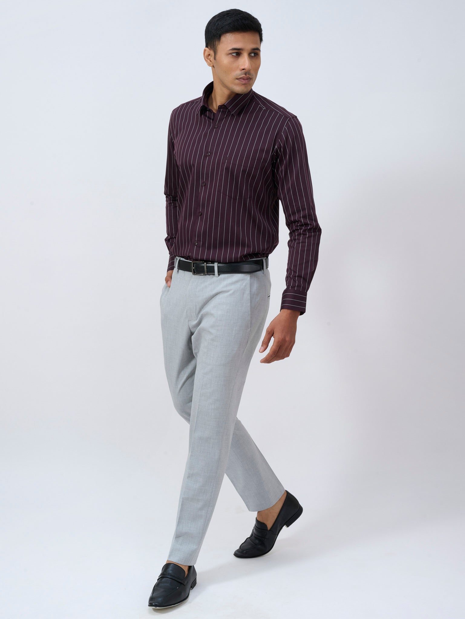 Deep Maroon Pinstripe Shirt