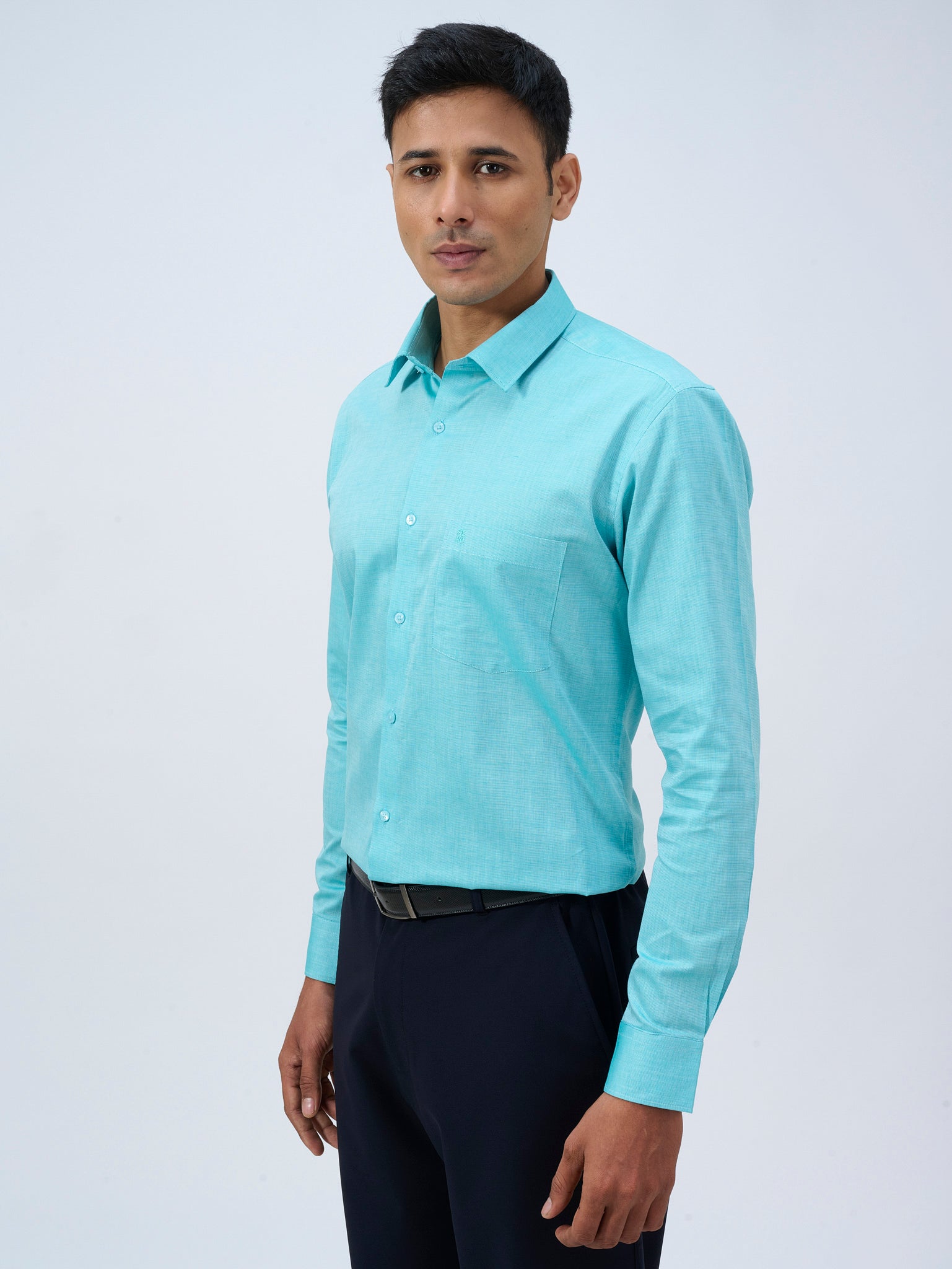 Aqua Blue Dobby Shirt