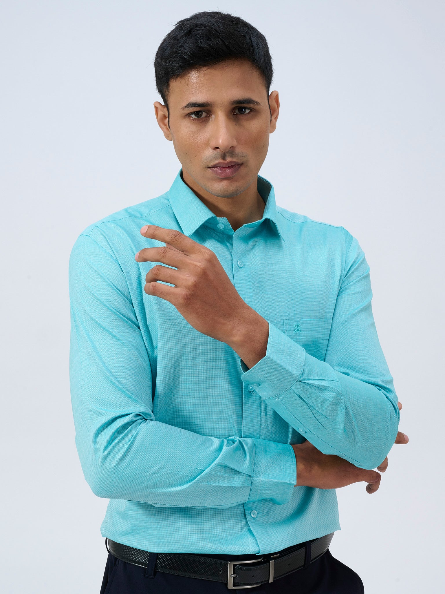 Aqua Blue Dobby Shirt
