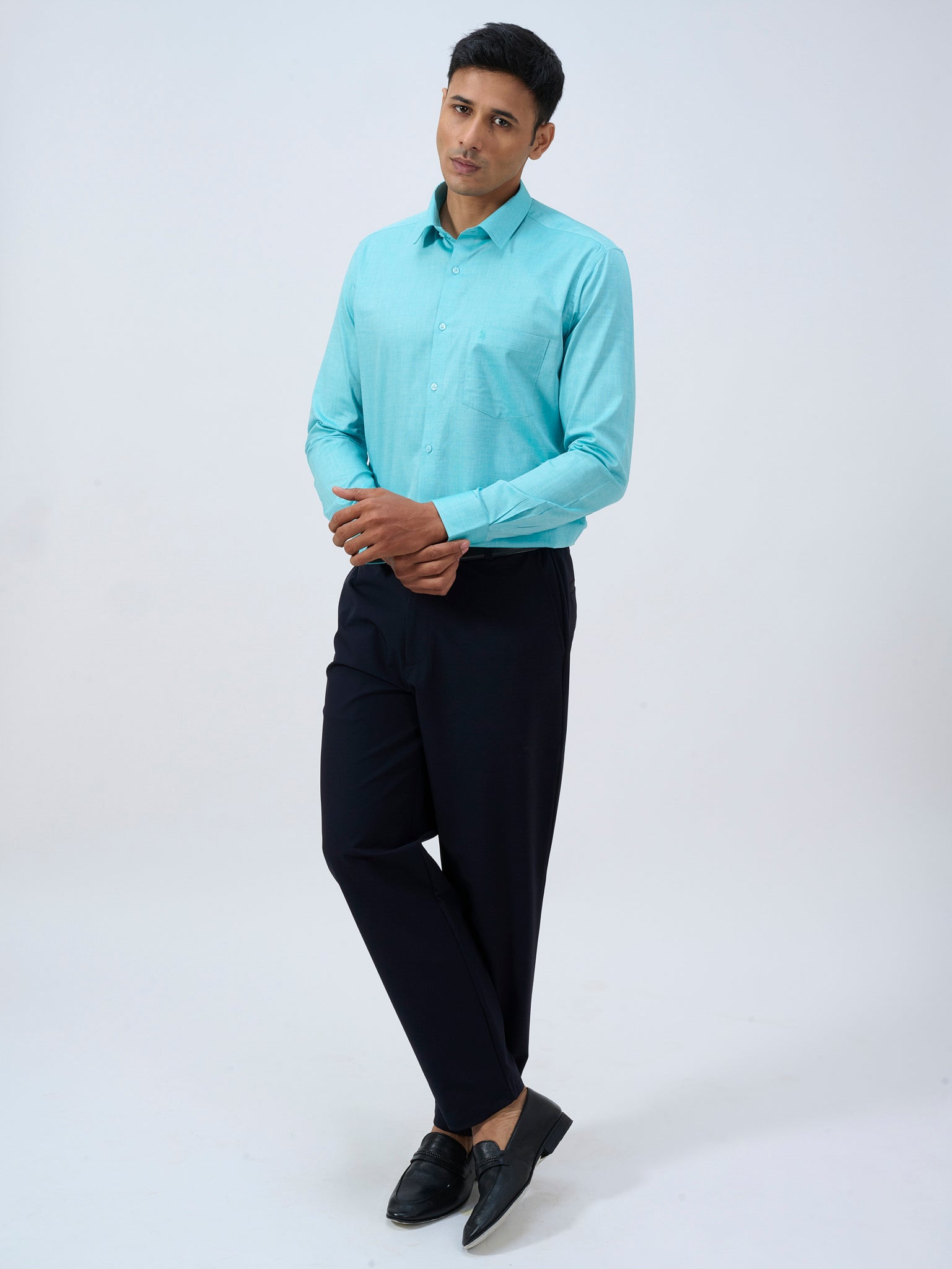 Aqua Blue Dobby Shirt