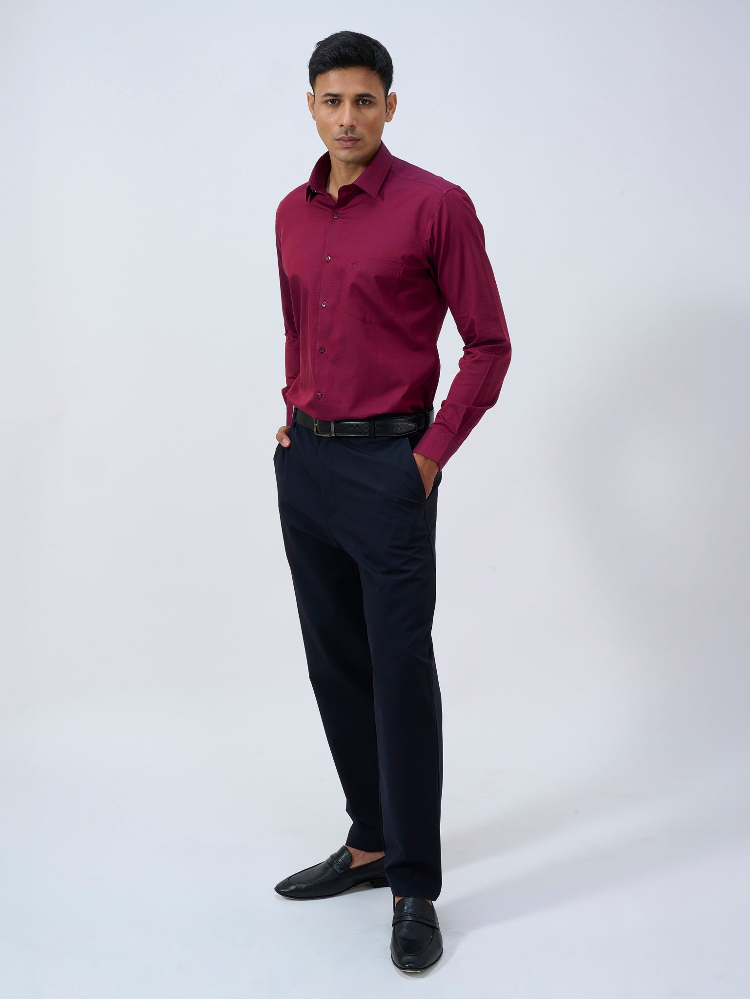 Deep Maroon Dobby Shirt