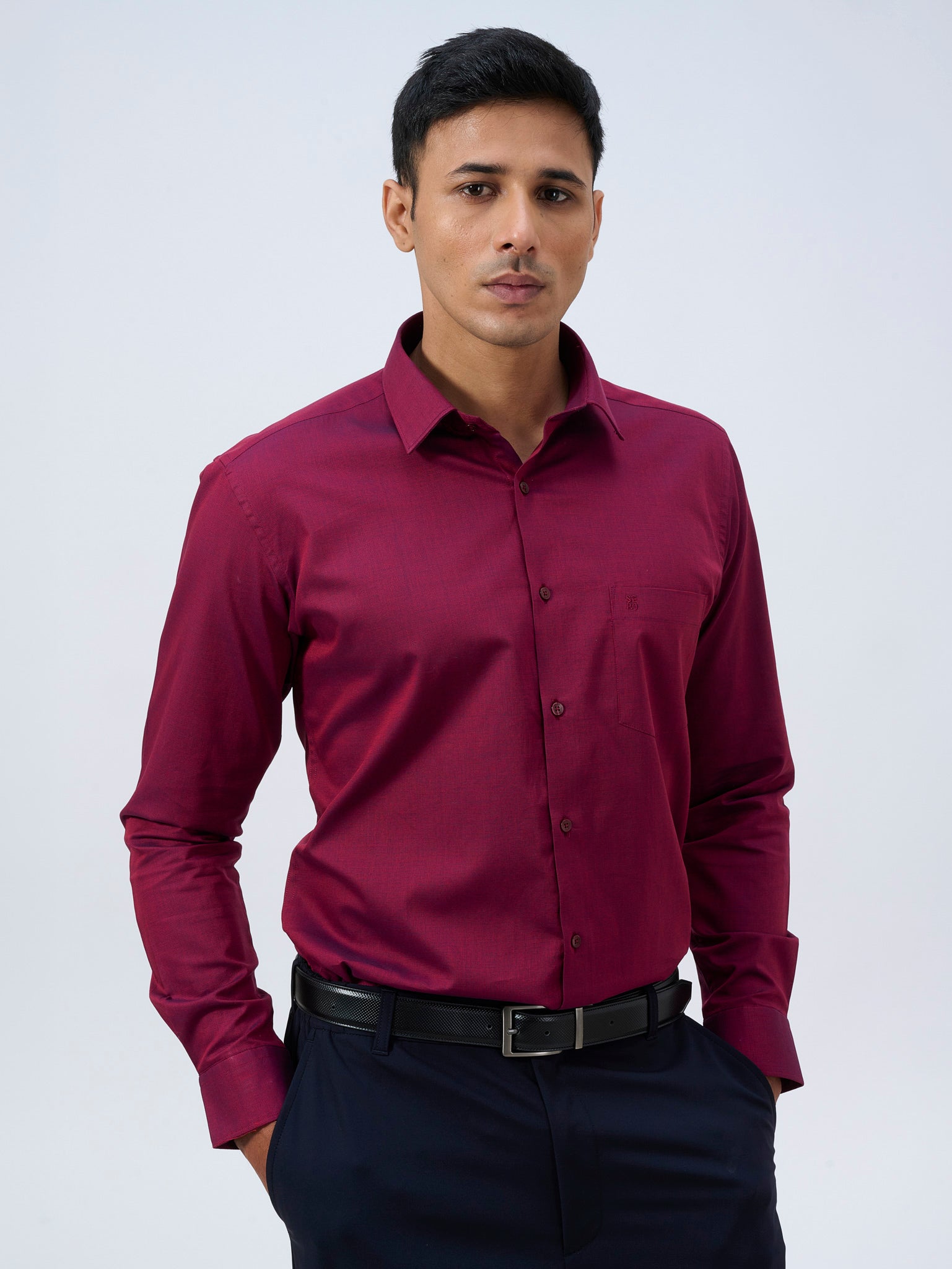 Deep Maroon Dobby Shirt