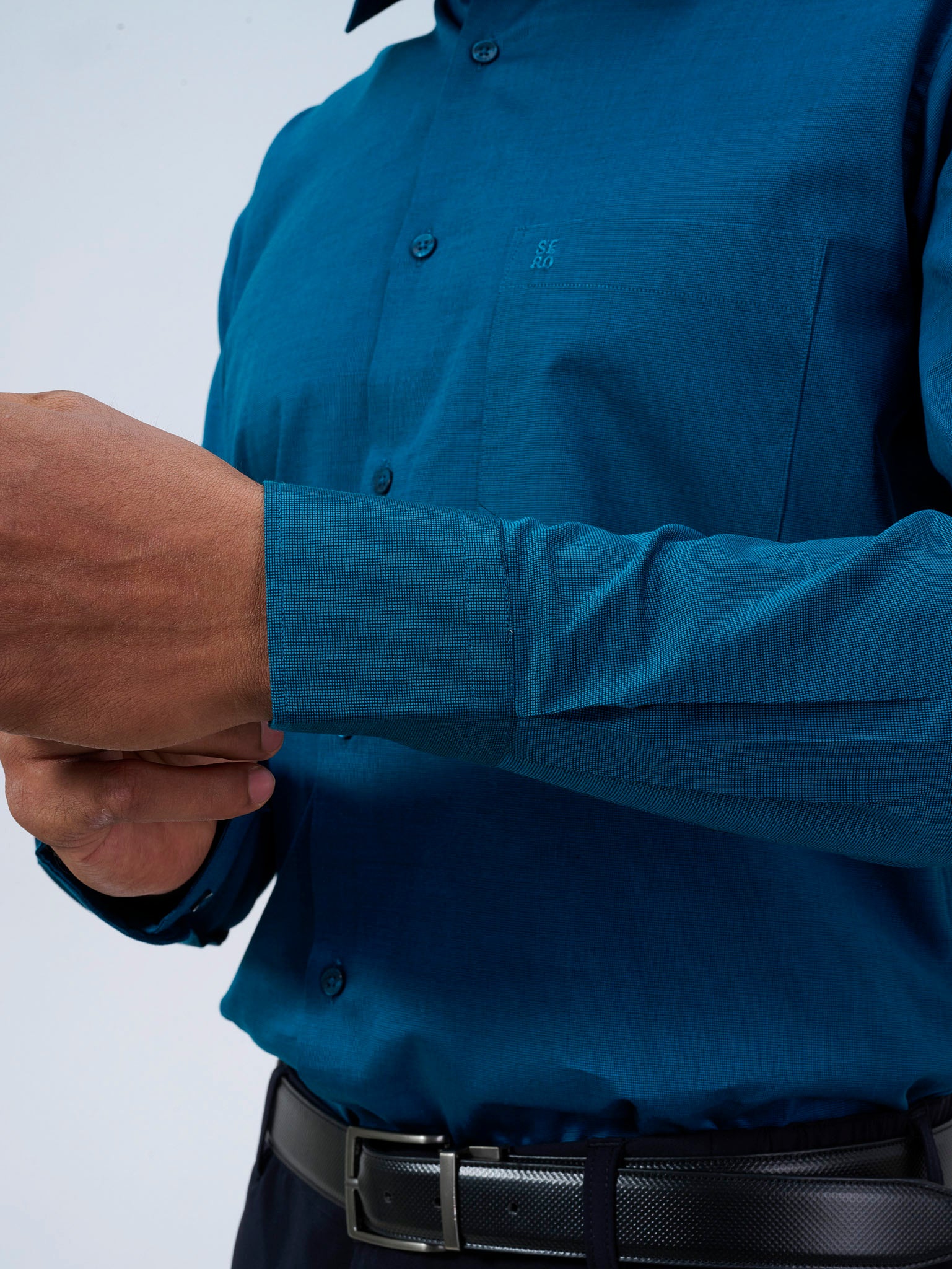 Peacock Blue Dobby Shirt