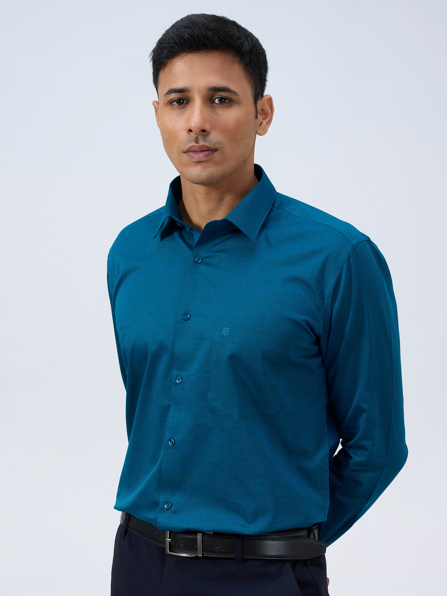Peacock Blue Dobby Shirt