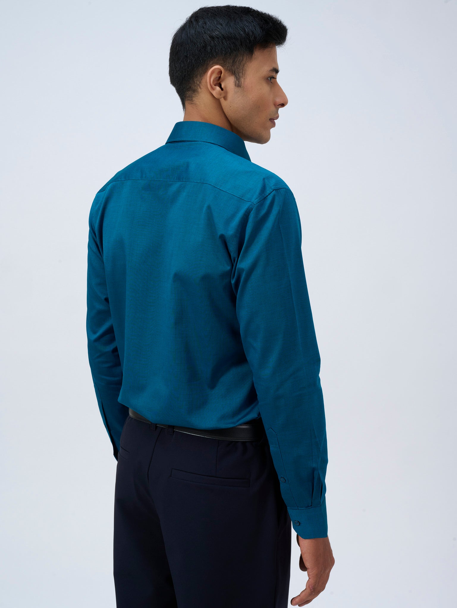 Peacock Blue Dobby Shirt