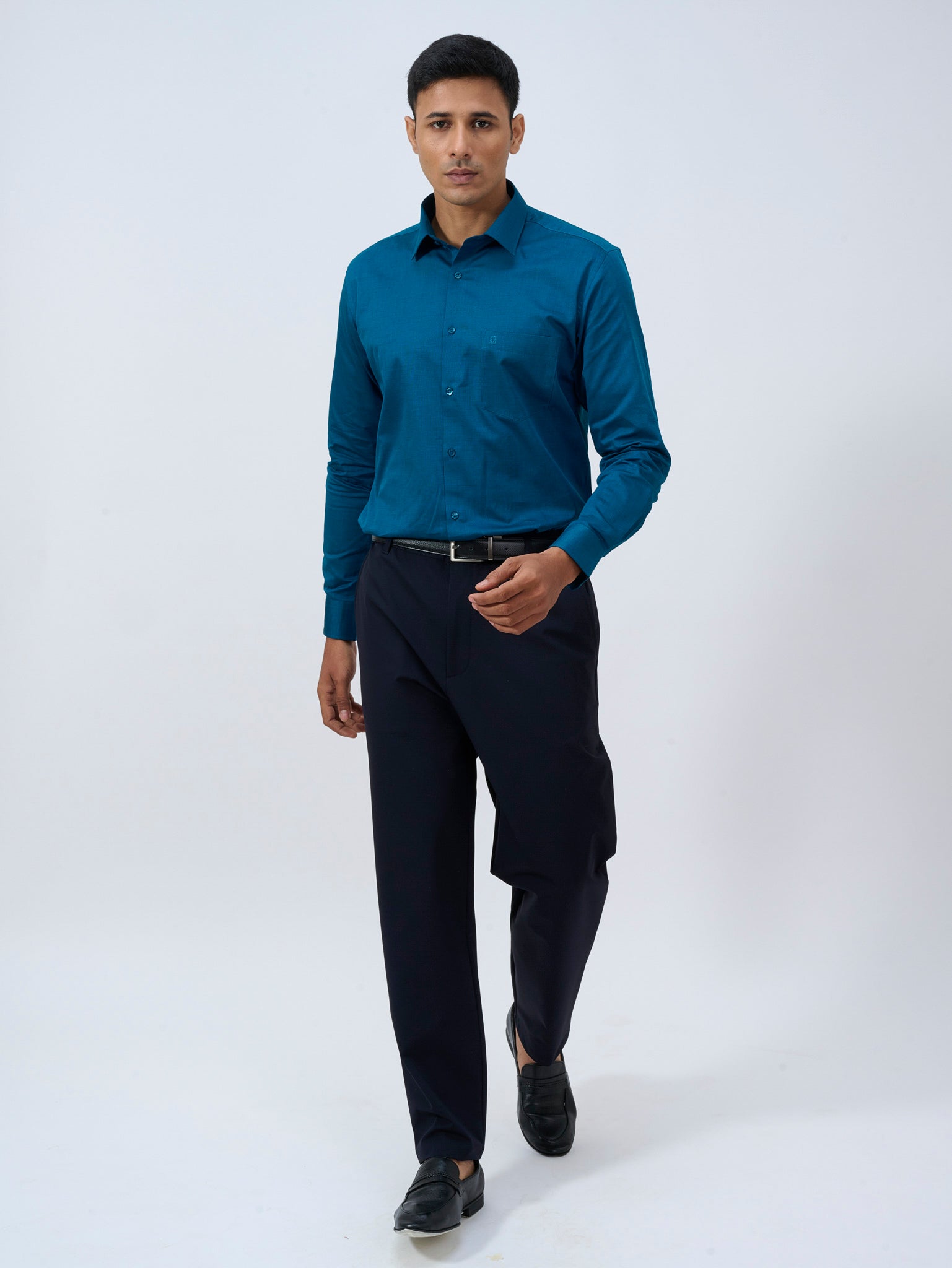 Peacock Blue Dobby Shirt