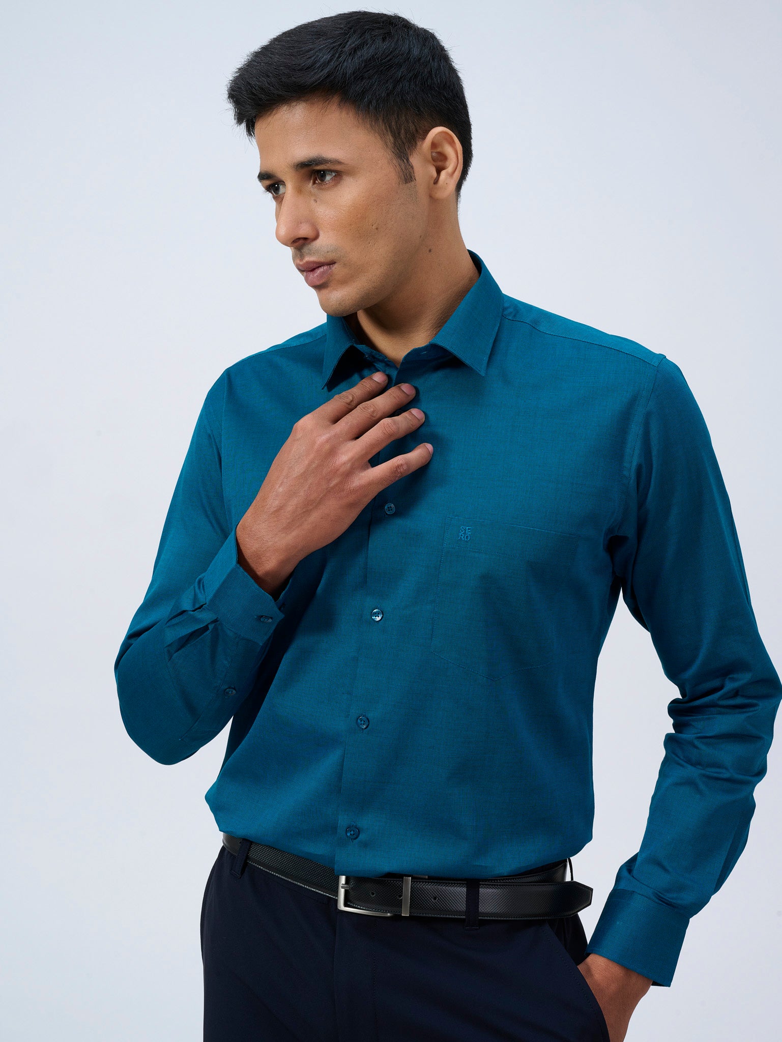Peacock Blue Dobby Shirt