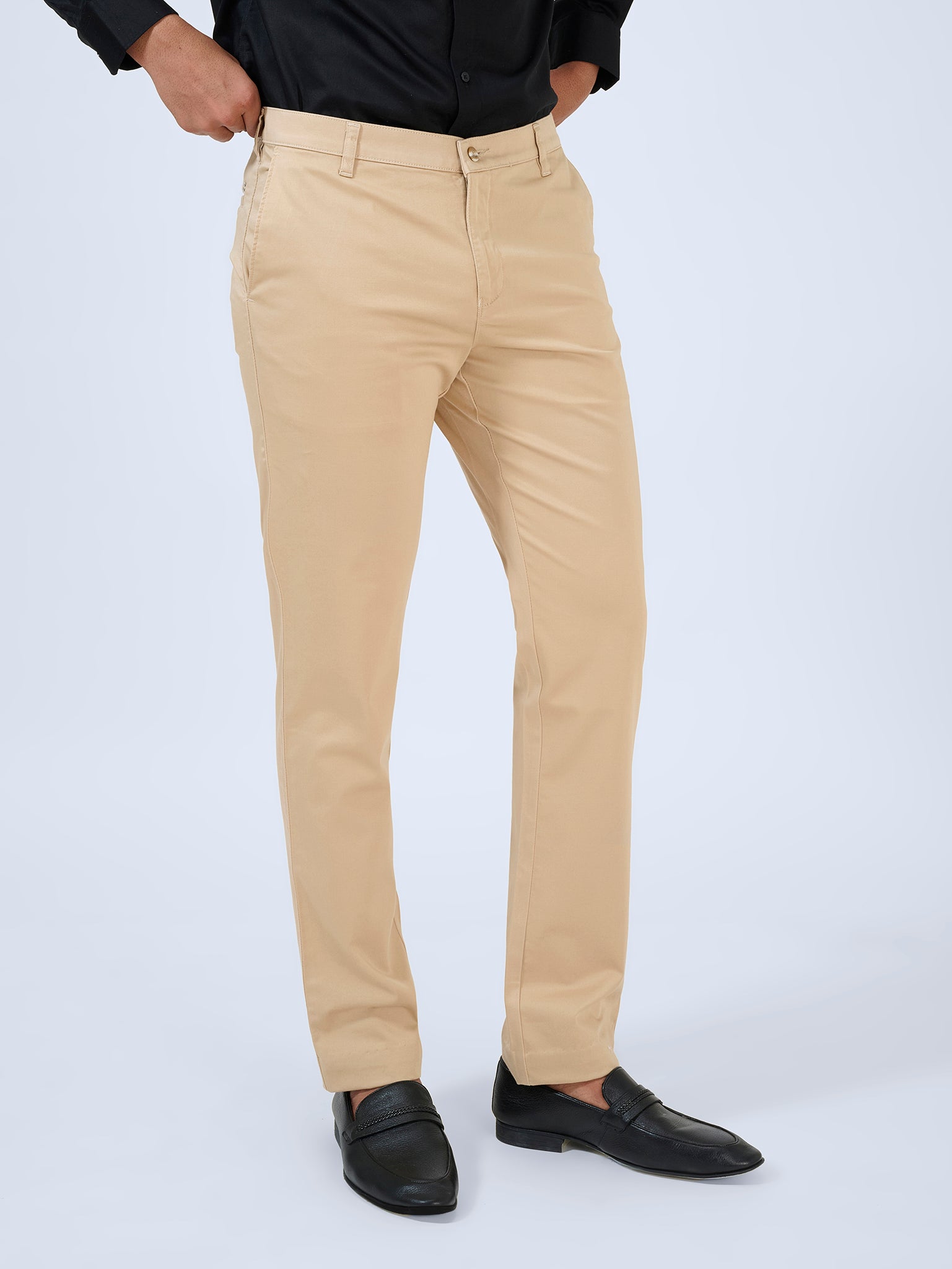 Golden Beige Satin Trousers