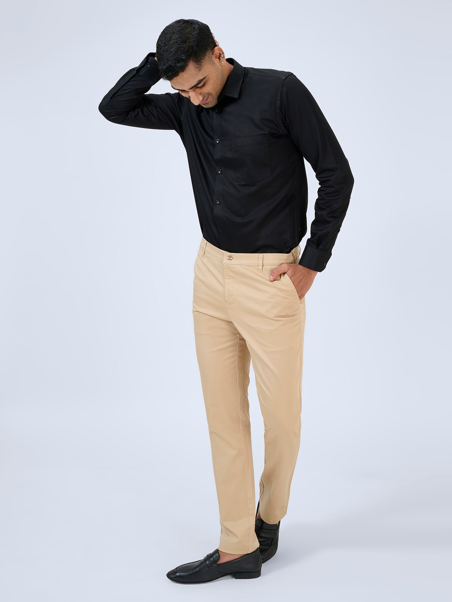 Golden Beige Satin Trousers