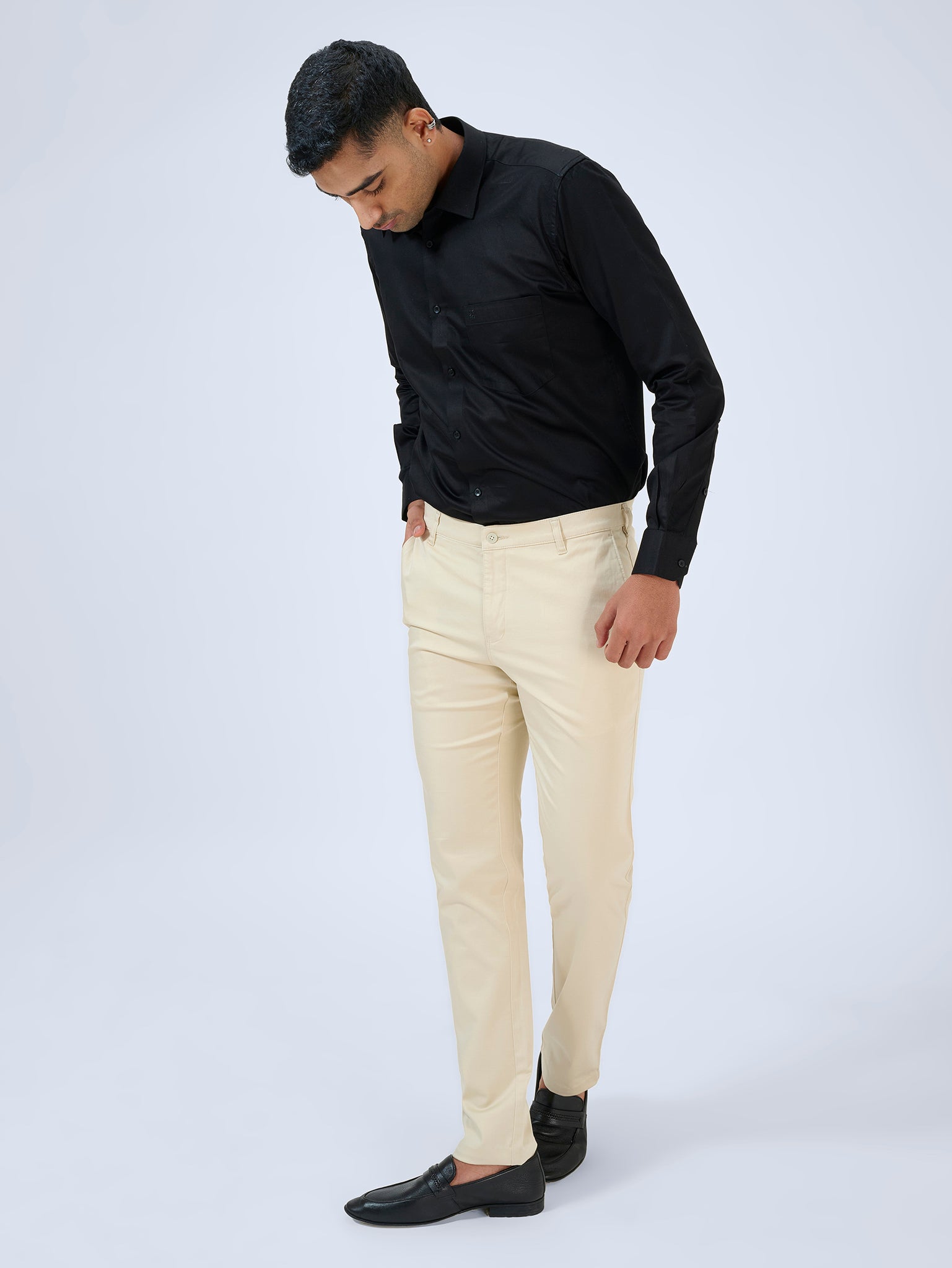 Warm Ivory Satin Trousers