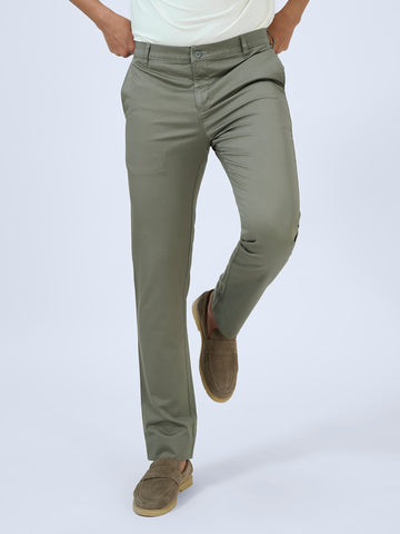 Muted Olive Green Twill Trousers