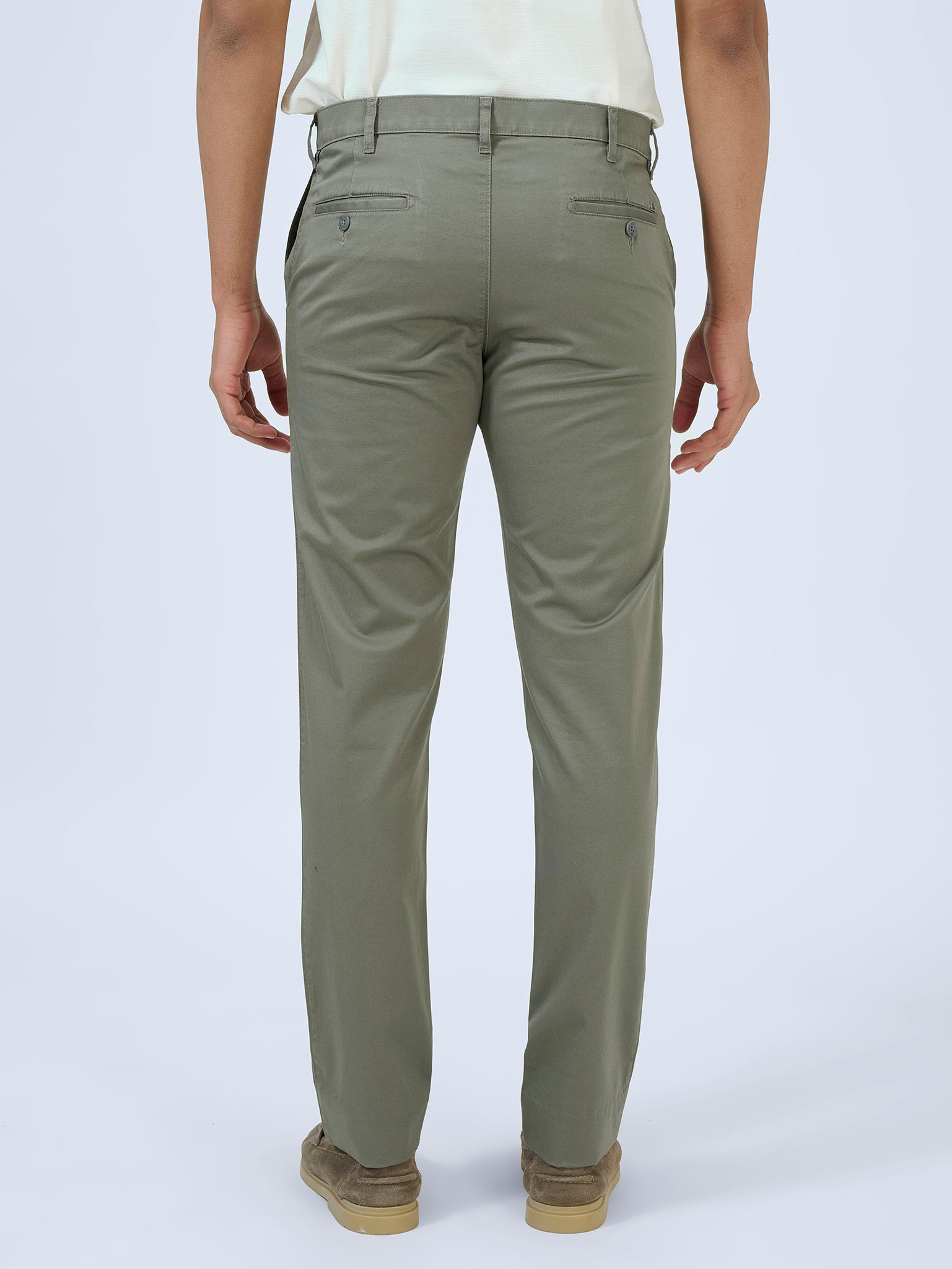 Muted Olive Green Twill Trousers
