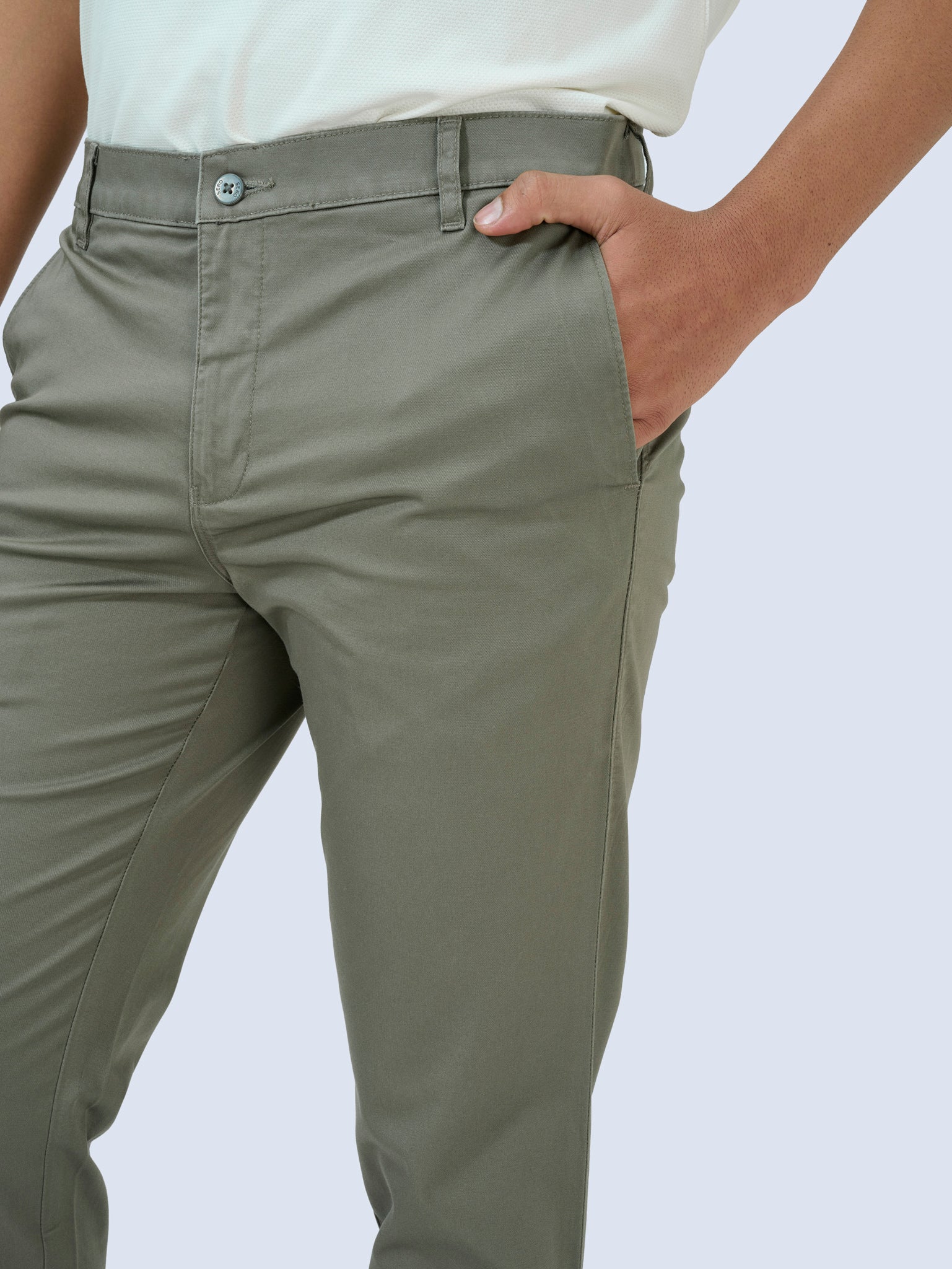 Muted Olive Green Twill Trousers