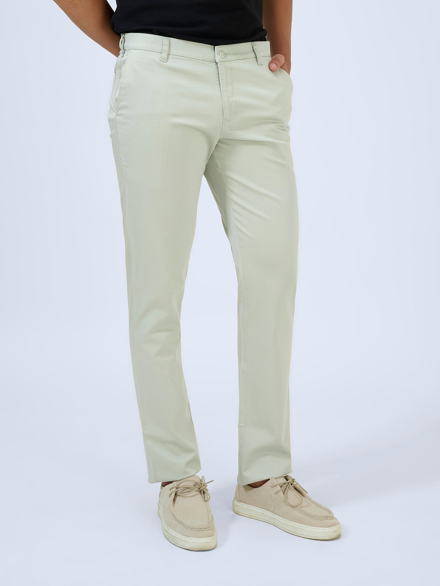Soft Fern Green Satin Trousers