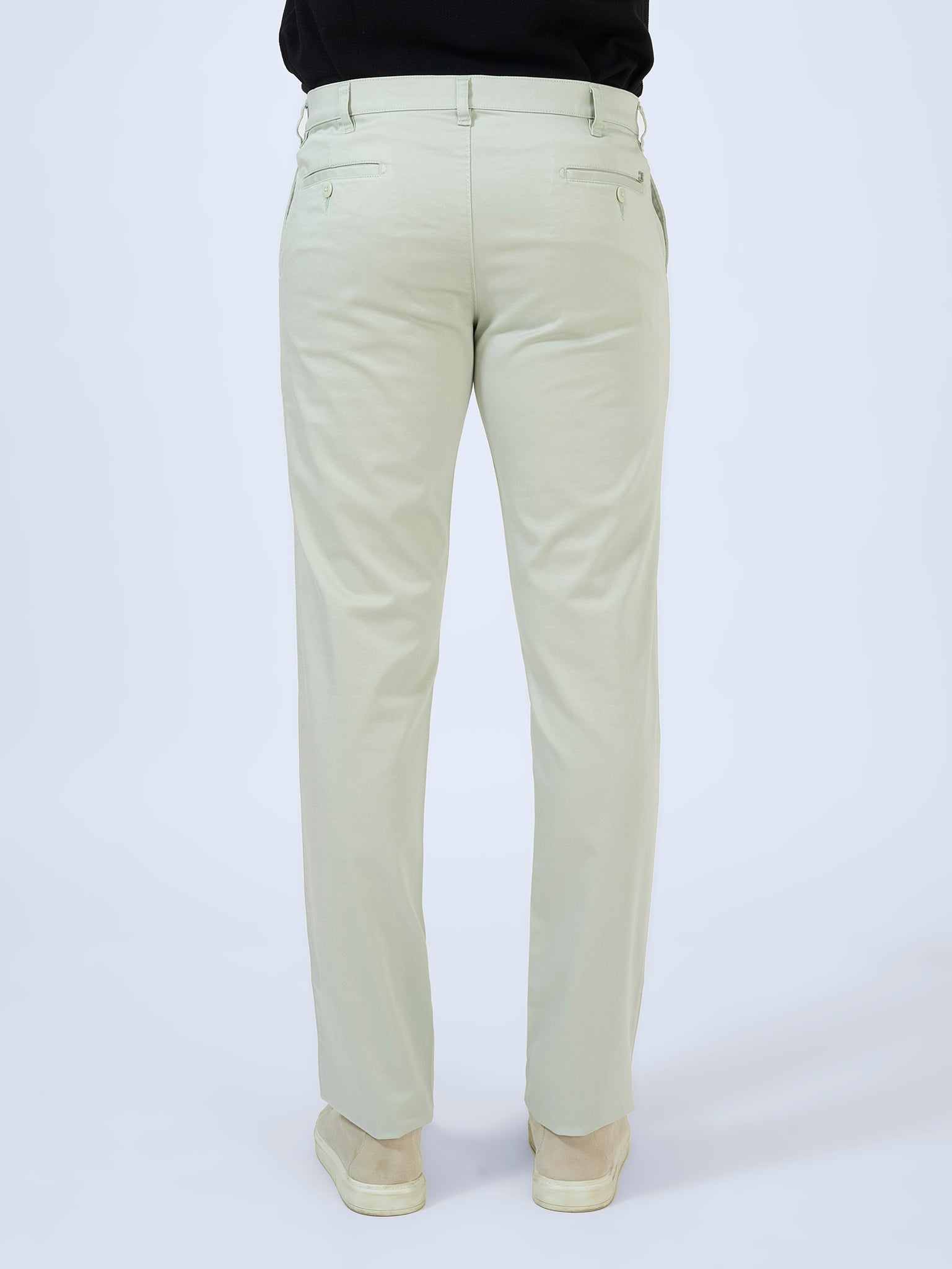 Soft Fern Green Satin Trousers