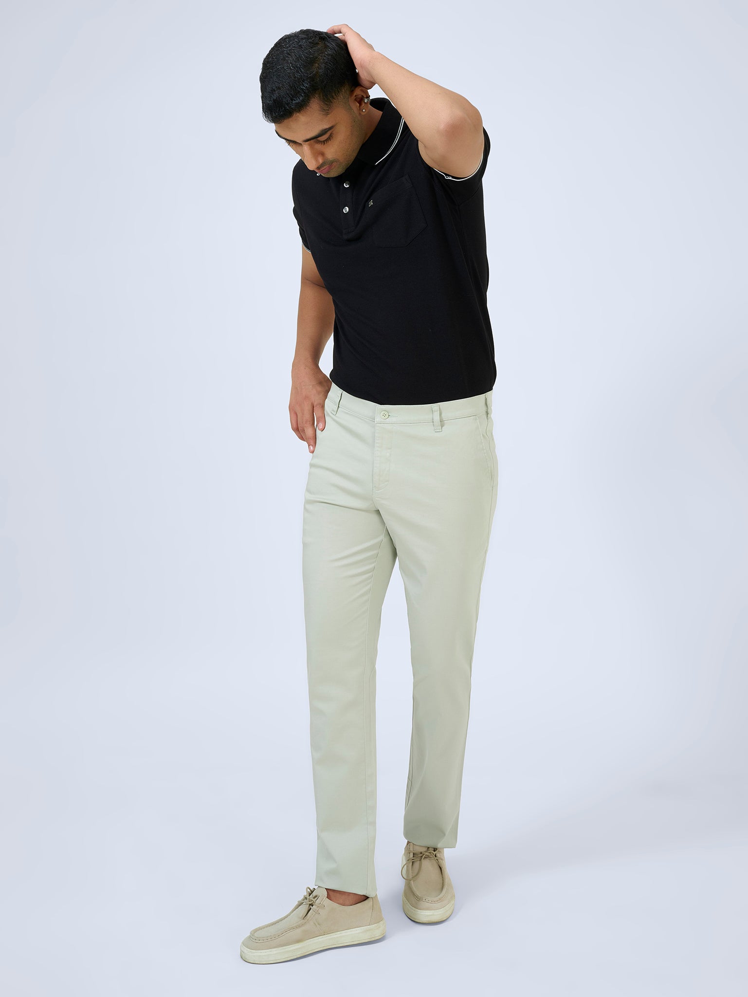 Soft Fern Green Satin Trousers