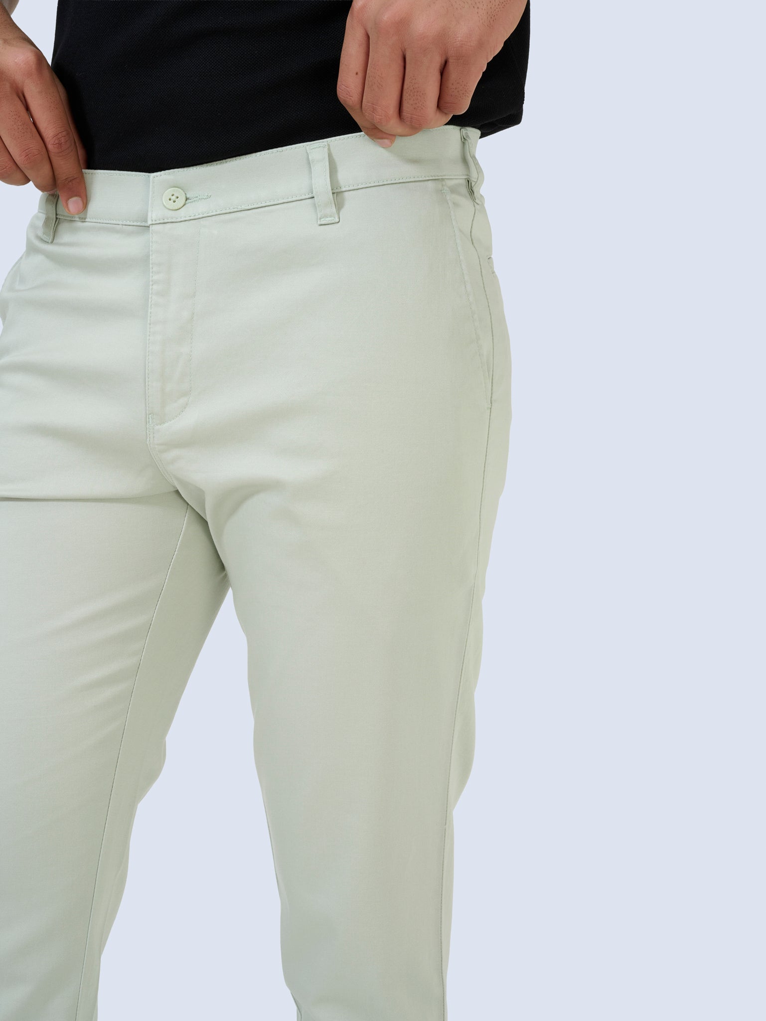 Soft Fern Green Satin Trousers