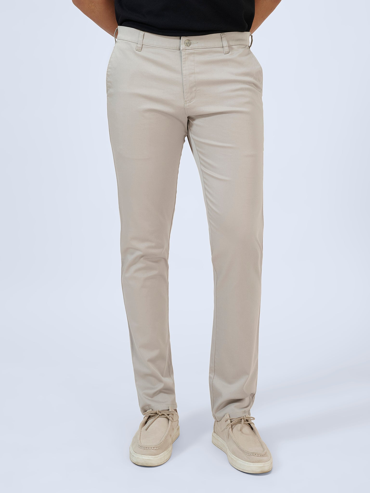 Oyster Beige Satin Trousers
