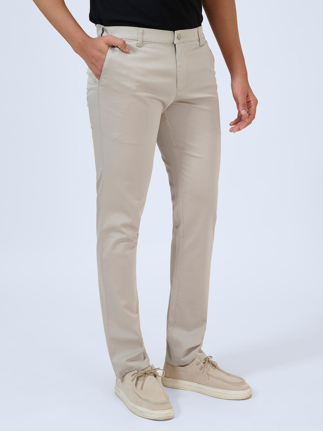 Oyster Beige Satin Trousers
