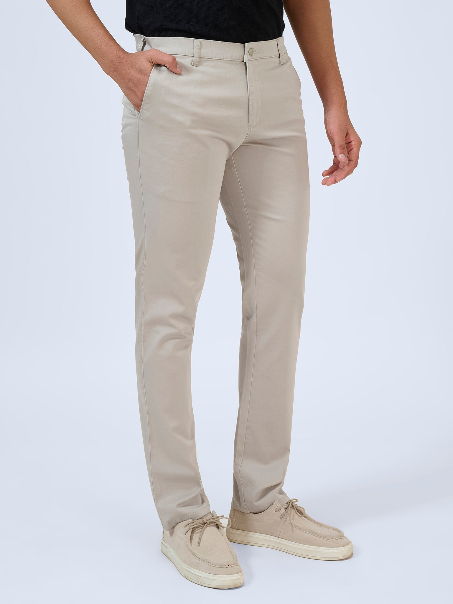 Oyster Beige Satin Trousers