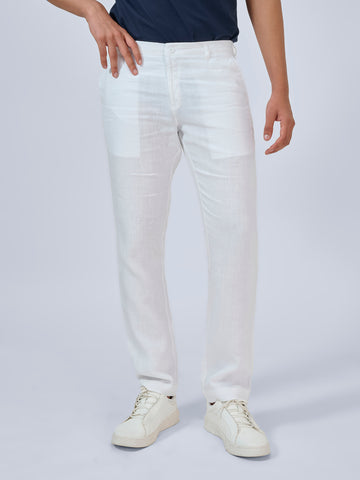 White Flat Front Trousers