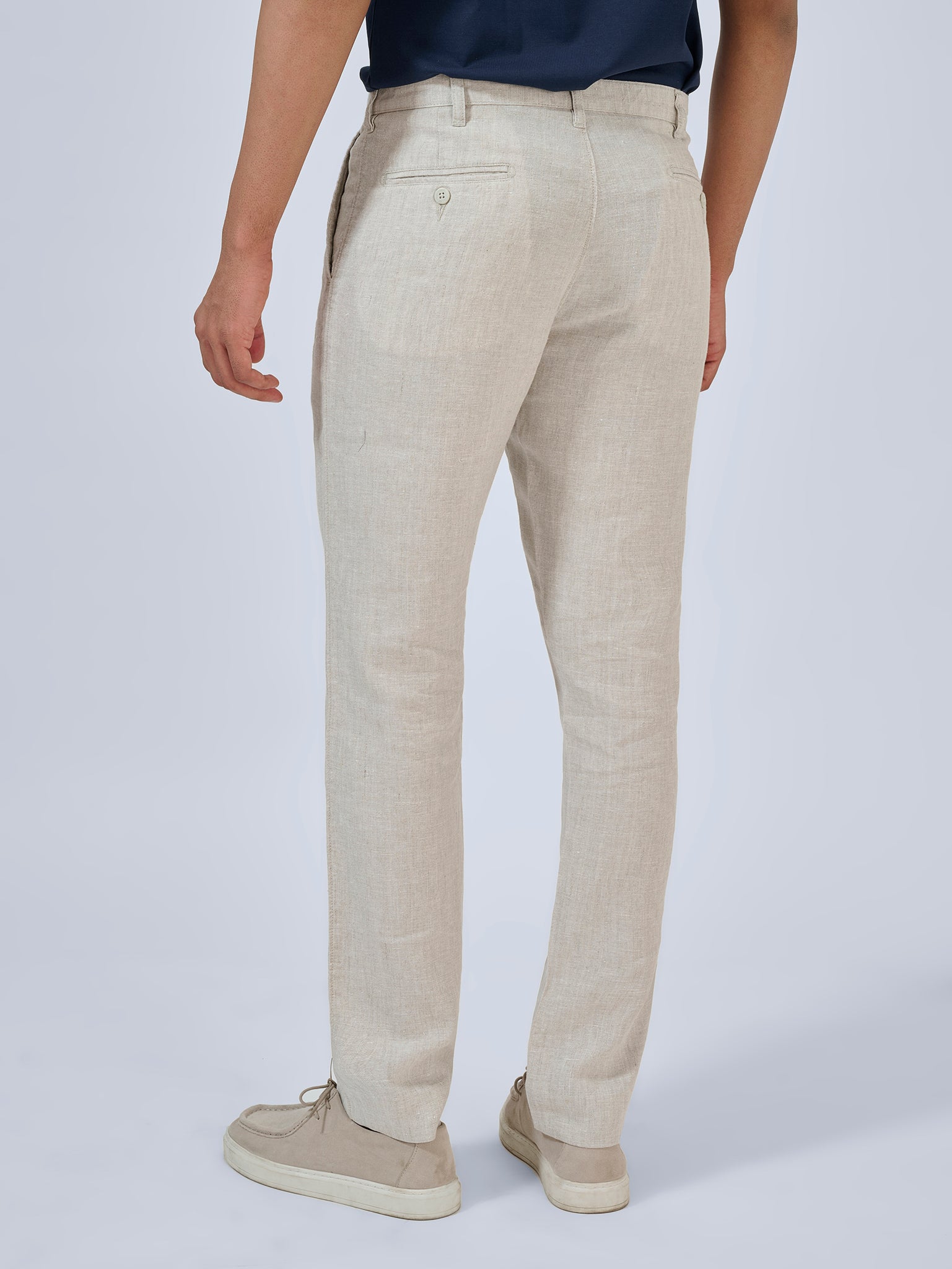 Beige Cream Flat Front Trousers