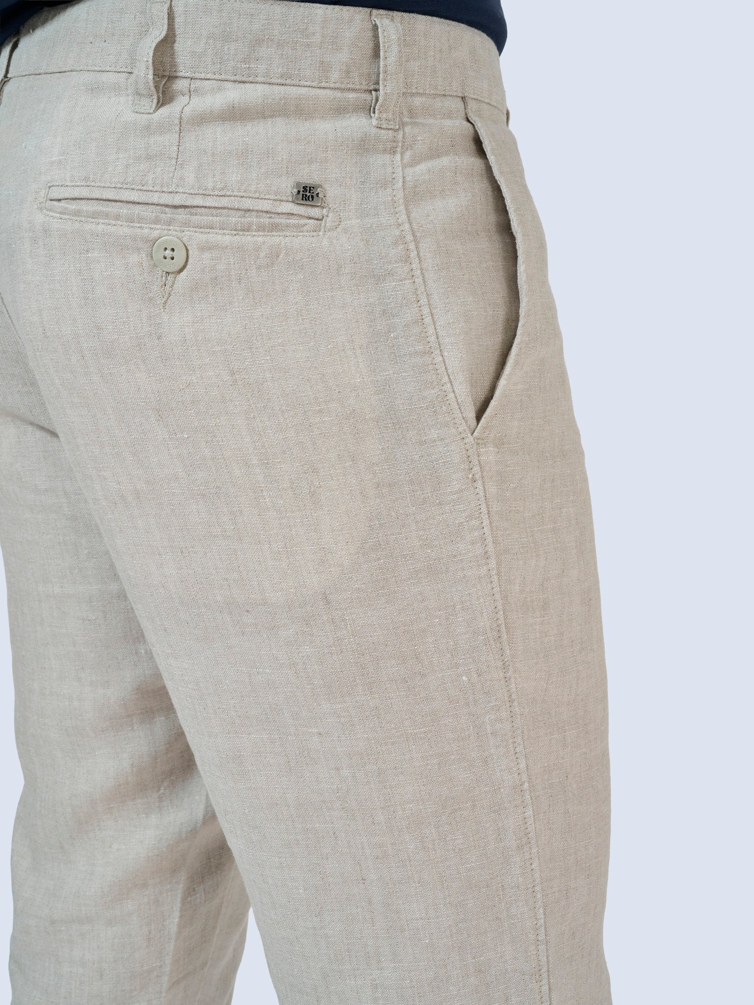 Beige Cream Flat Front Trousers
