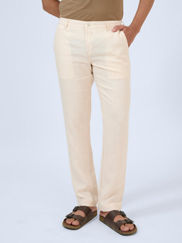 Butter Cream Flat Front Trousers