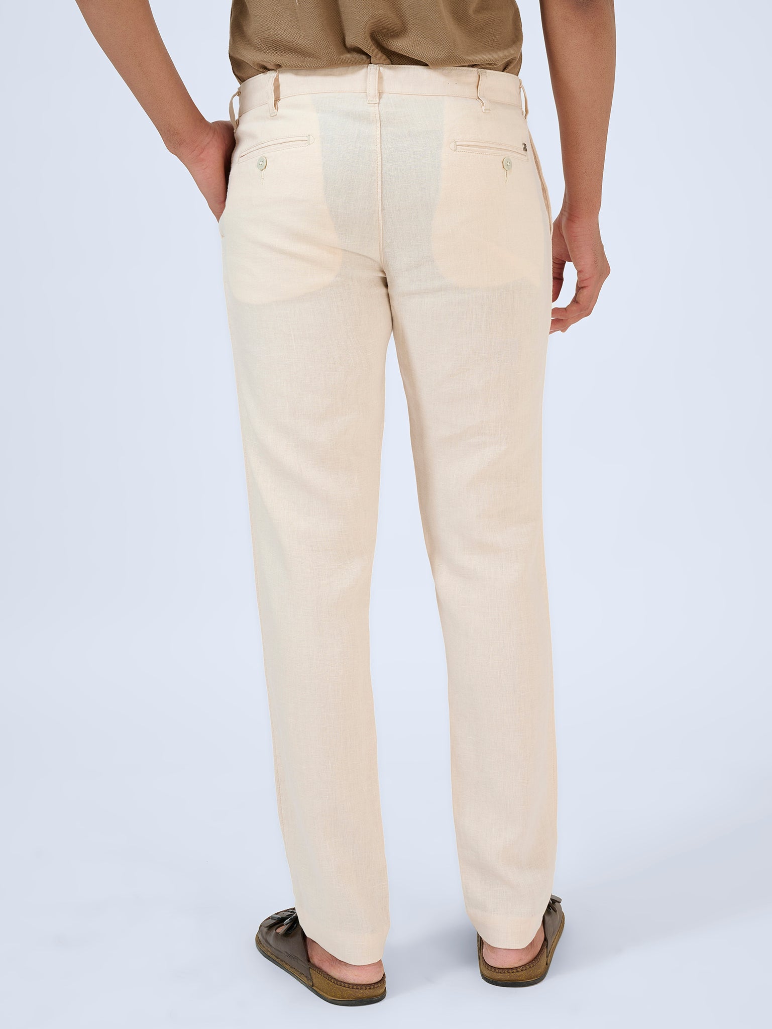 Butter Cream Flat Front Trousers