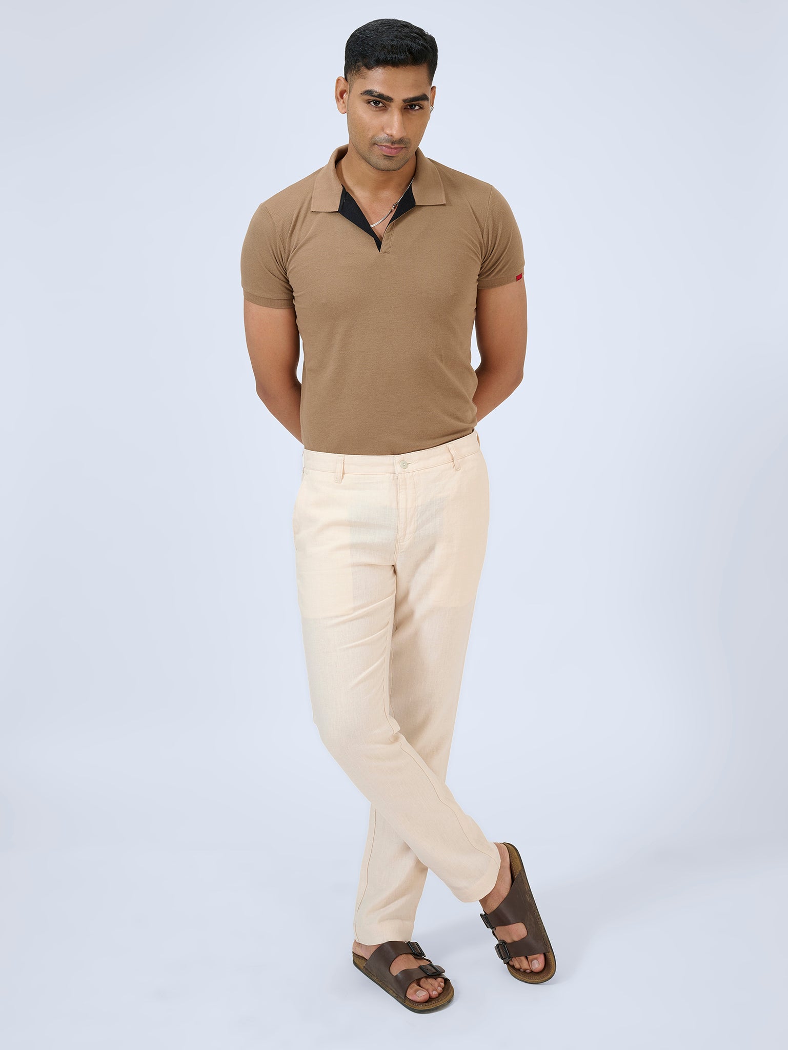 Butter Cream Flat Front Trousers