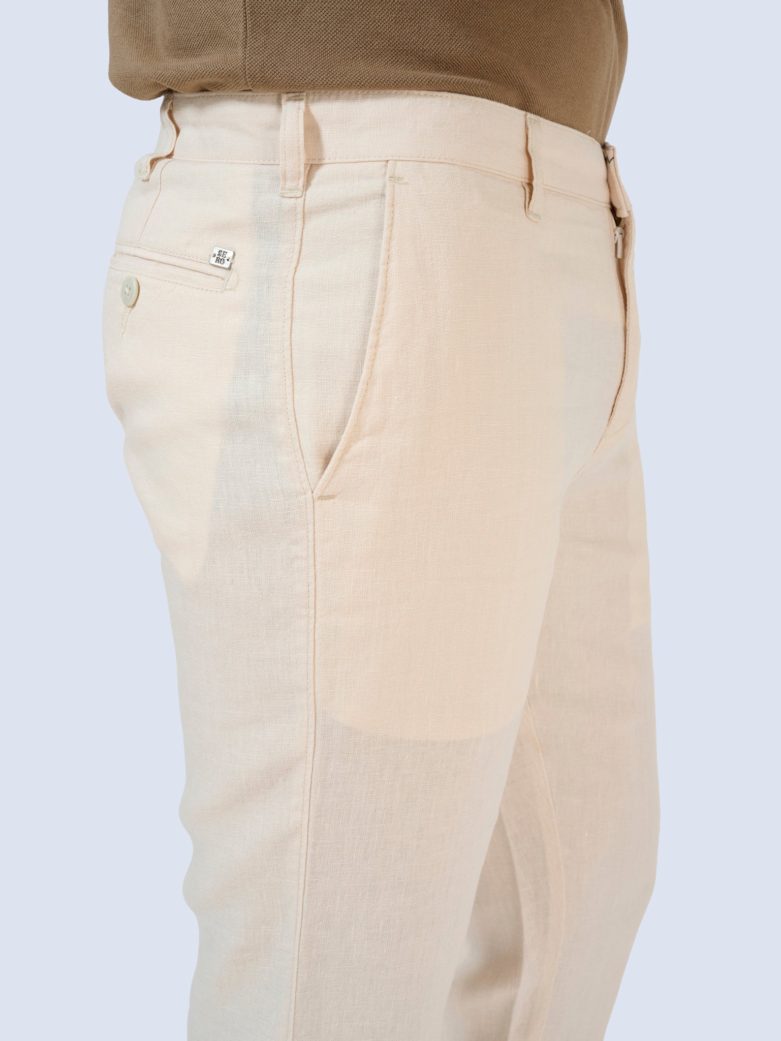 Butter Cream Flat Front Trousers