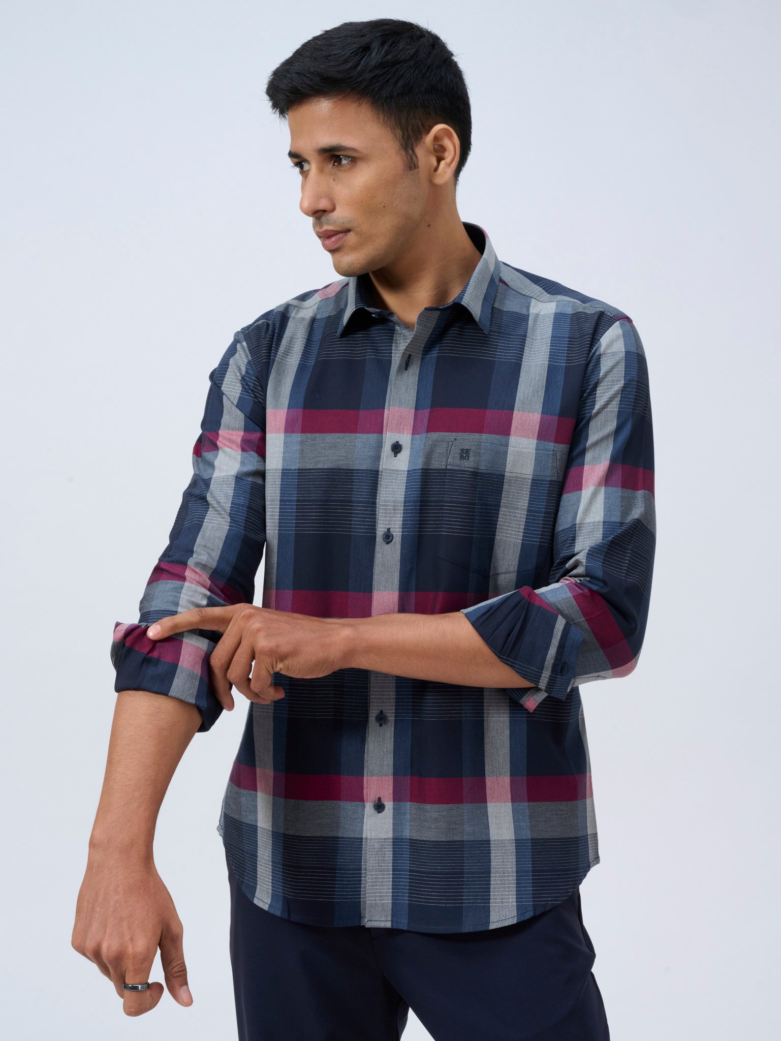 Neon Navy Bold Check Shirt